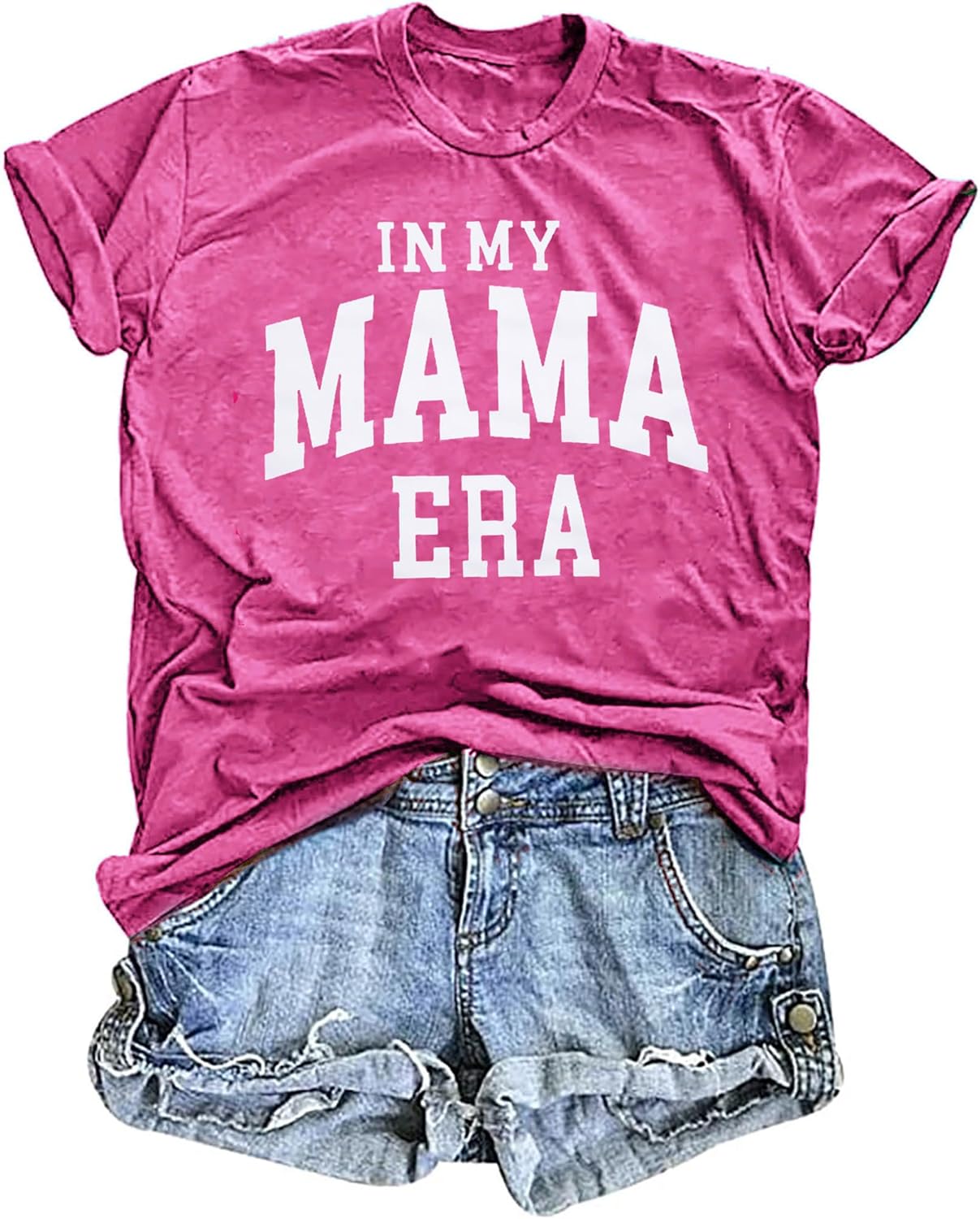 in My Mom Era Shirt Women: Mama T Shirt Mom Life Tops Funny Letter Print Casual Tees