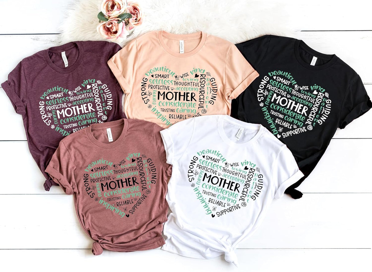 Mother Heart Shirt, Mothers Day Shirt, Gift For Mom, Mom Shirt, Mama Shirt, Mom Life Shirt, Heart Shirt, Gift For Her, Mother word cloud Tee Mother Shirt