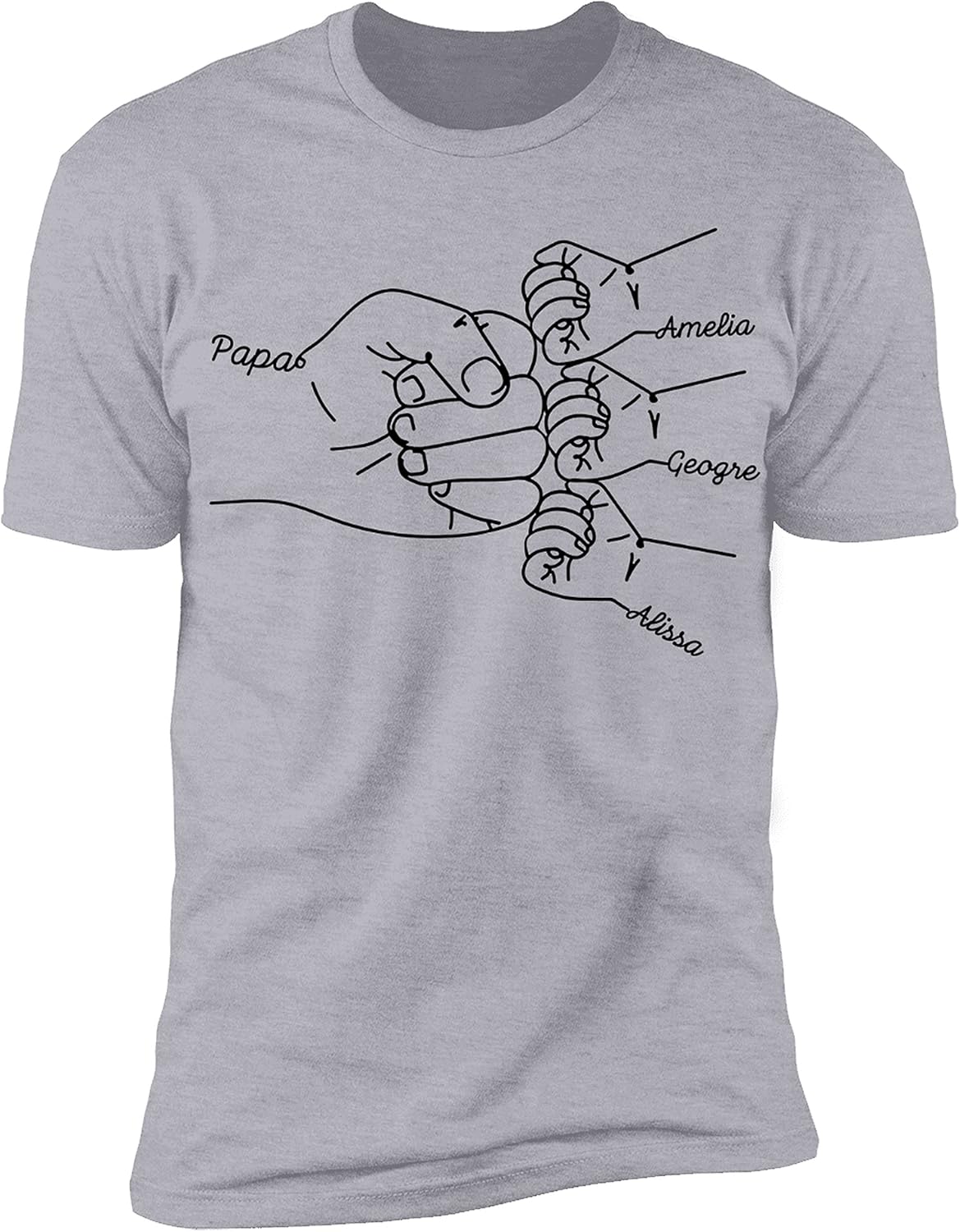 NAZENTI Personalized Fathers Day T-Shirt, Dad Papa Fist Bump Flag Shirt, Grandpa Papa Shirt, Gifts for Fathers Day