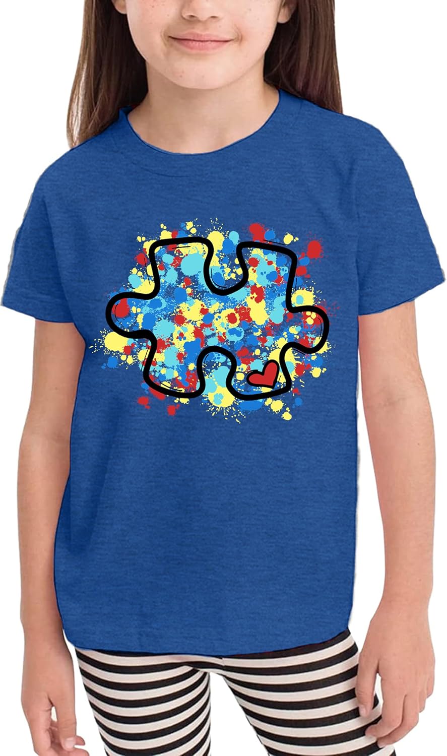 Autism Awareness Shirt Kids Puzzle Piece Autism Support Graphic T-Shirt Toddler Boys Girls Autistic Tops