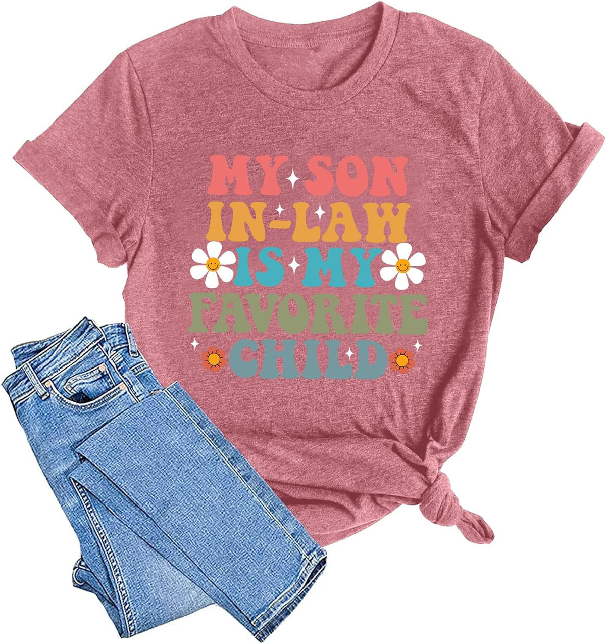 Mama Shirts Women My Son in Law is My Favorite Child Shirt Mother&#39;s Day T Shirts Gift Mom Short Sleeve Tops