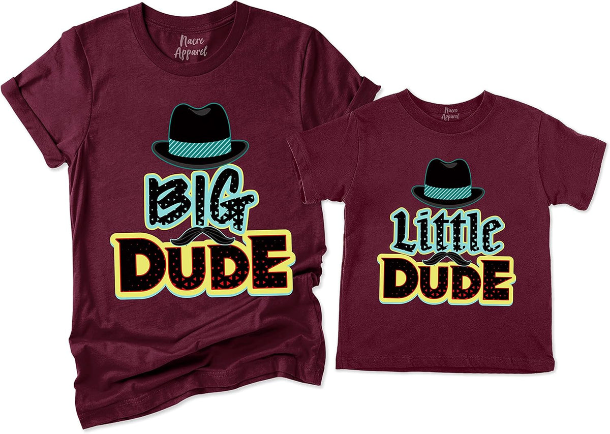NACRE APPAREL Big Dude Little Dude Matching Dad and Me Best Friend Father&#39;s Day Father and Son
