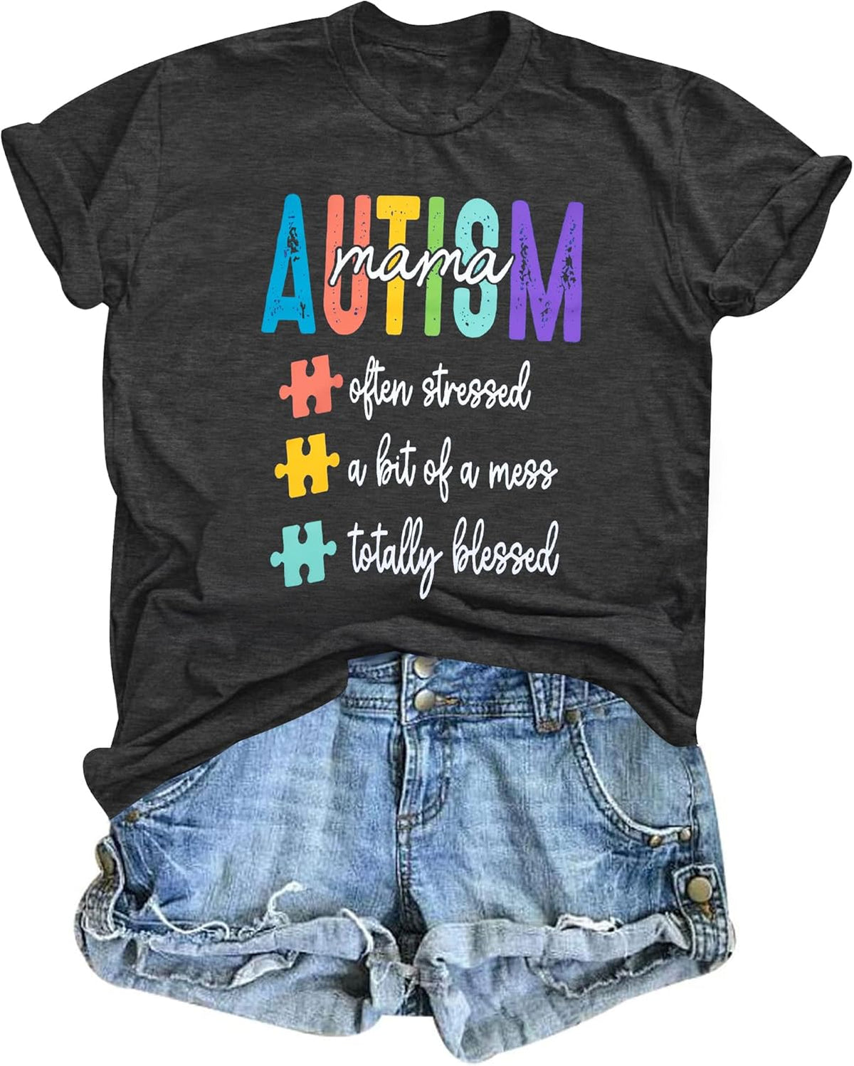 Autism Awareness Shirt Autism Mom Shirt Womens Autism Acceptance T Shirt Mental Health Tees Positive Mama Tops