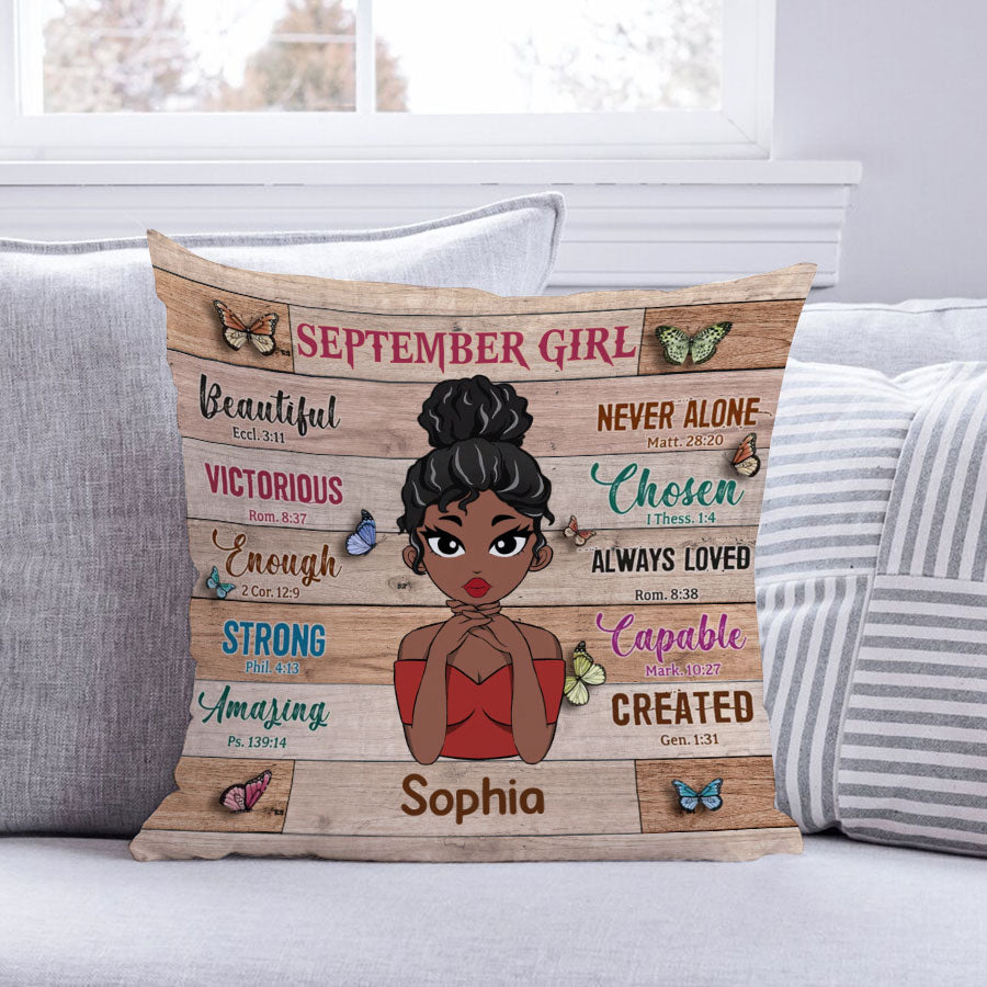 Personalized Pillow - Custom Birthday Gifts For September Girls, September Pillow, September Girl Birthday Gift