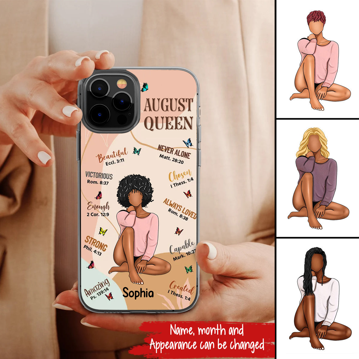 Personalized Clear Phone Case, Birthday Gift For August Queen, August Birthday Gifts, August Birthday Gift Idea For Her