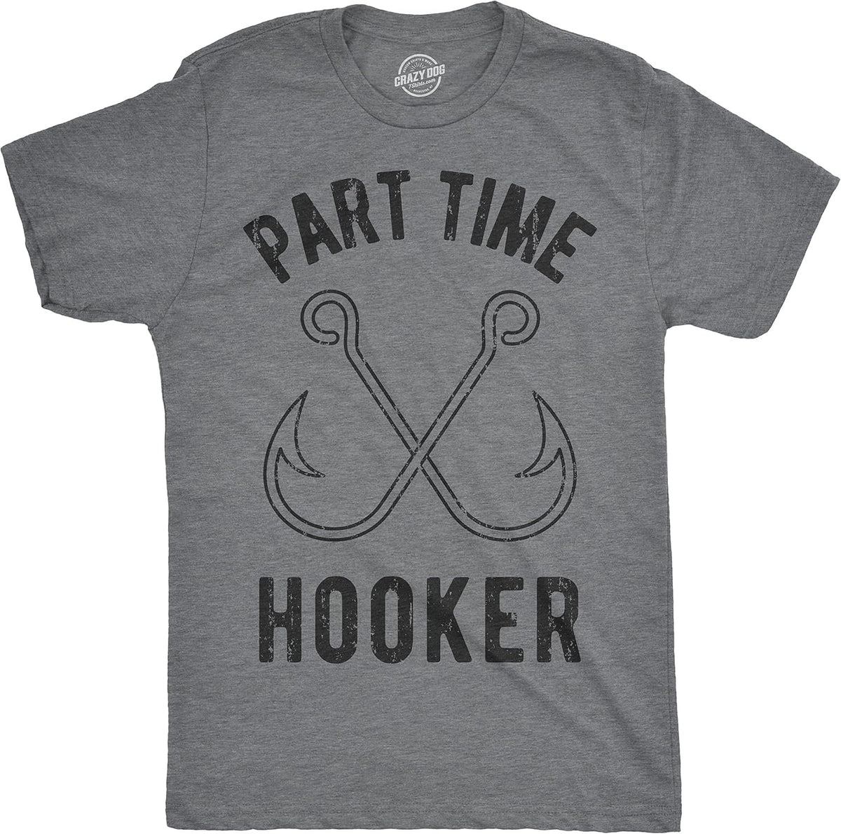 Crazy Dog Mens T Shirt Funny Fishing Joke Tees Novelty Fisherman Shirts