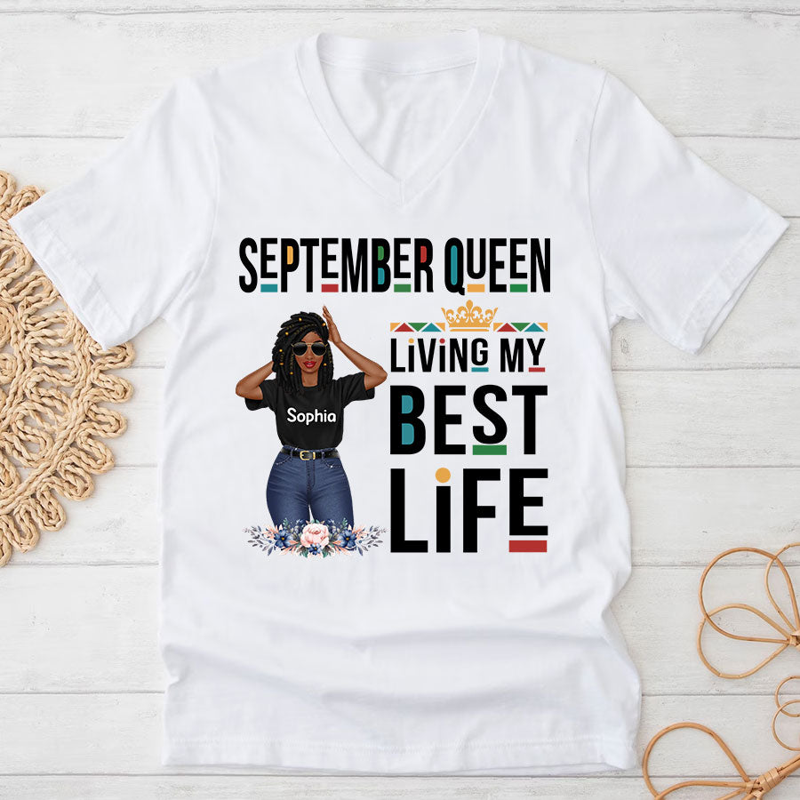 Custom Birthday Shirt, Queen Was Born In September, September Birthday Shirts For Woman