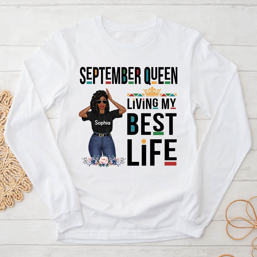 Custom Birthday Shirt, Queen Was Born In September, September Birthday Shirts For Woman