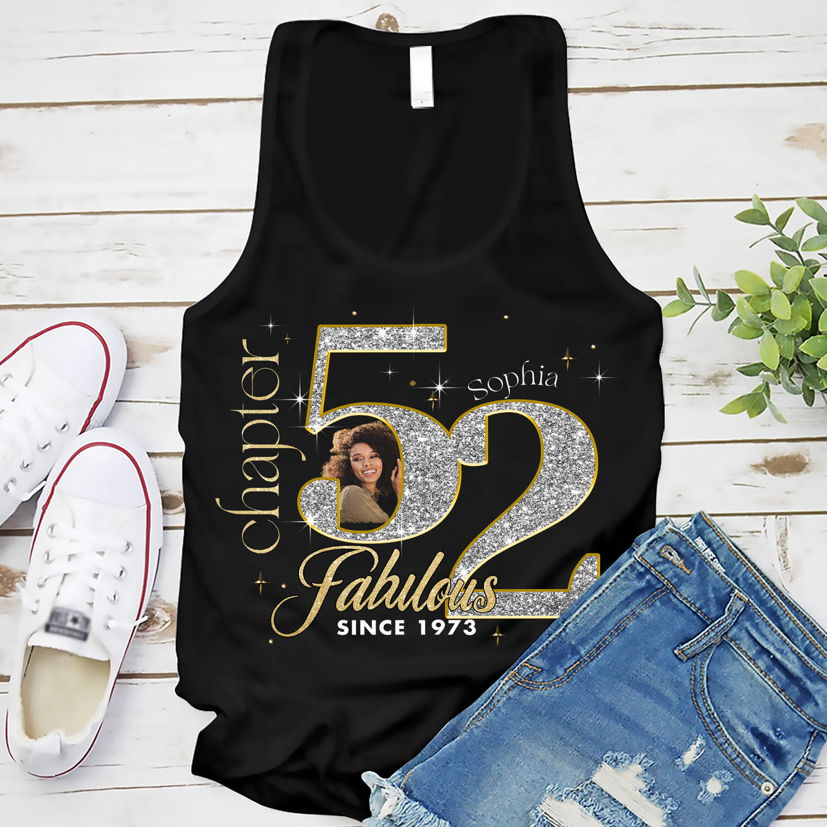 Custom Face Photo 52&#39;s Birthday Shirt, Fabulous Since 1973 52nd Birthday Unique T Shirt For Woman, Custom Birthday Shirt, Her Gifts For 52 Years Old , Turning 52 Birthday Cotton Shirt-YPT-ALK