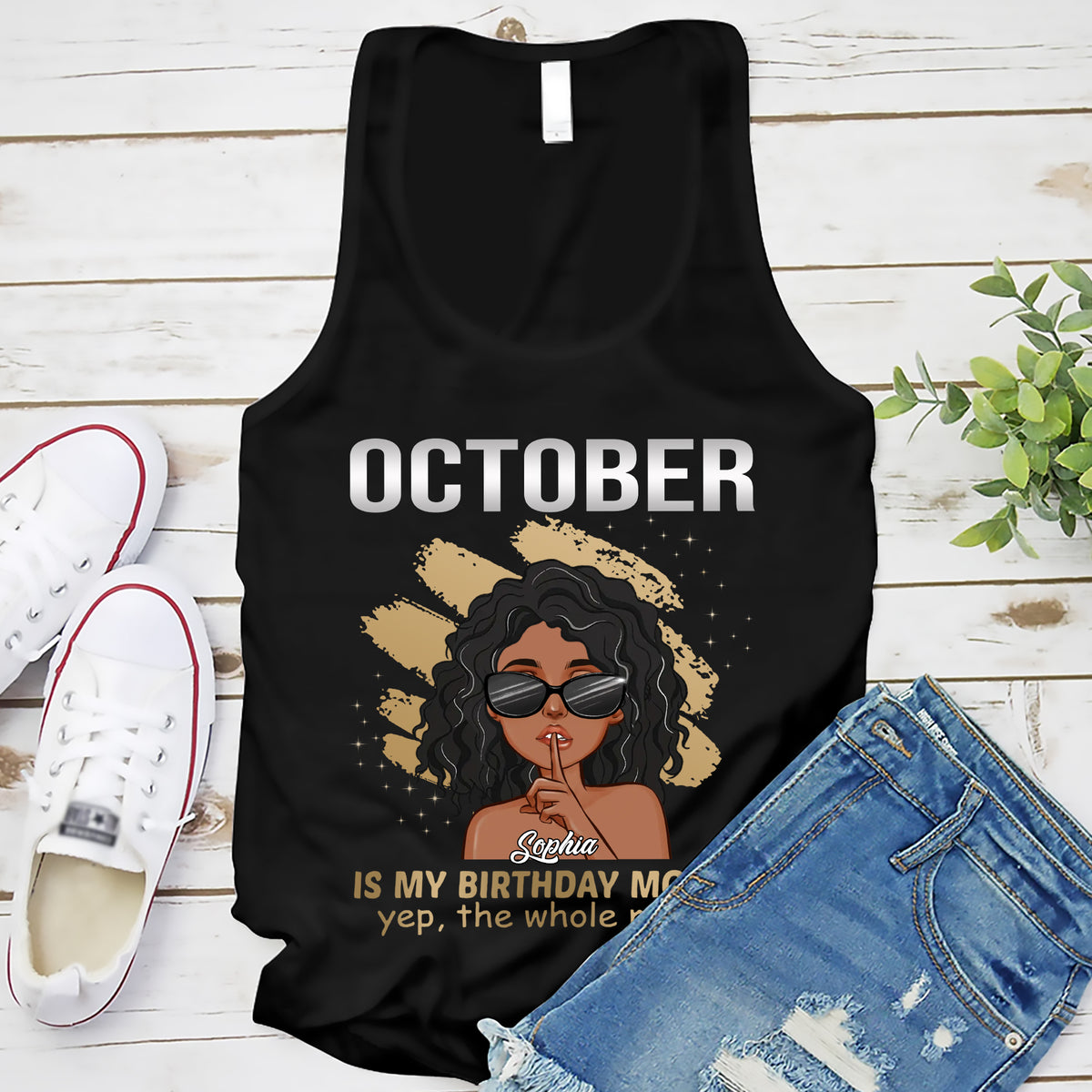 Custom October Birthday Shirt For Woman, Queens are Born In October Gifts, Melanin Afro Woman Shirt, Black Girl Tee, Afro Queen Gift-YPT-ALK