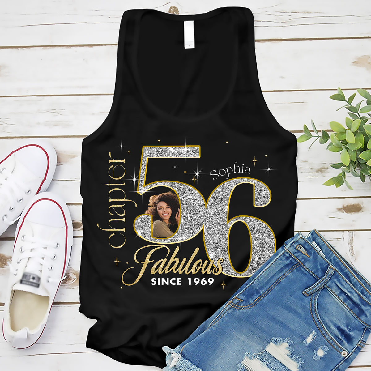 Custom Face Photo 56&#39;s Birthday Shirt, Fabulous Since 1969 56th Birthday Unique T Shirt For Woman, Custom Birthday Shirt, Her Gifts For 56 Years Old , Turning 56 Birthday Cotton Shirt-YPT-ALK