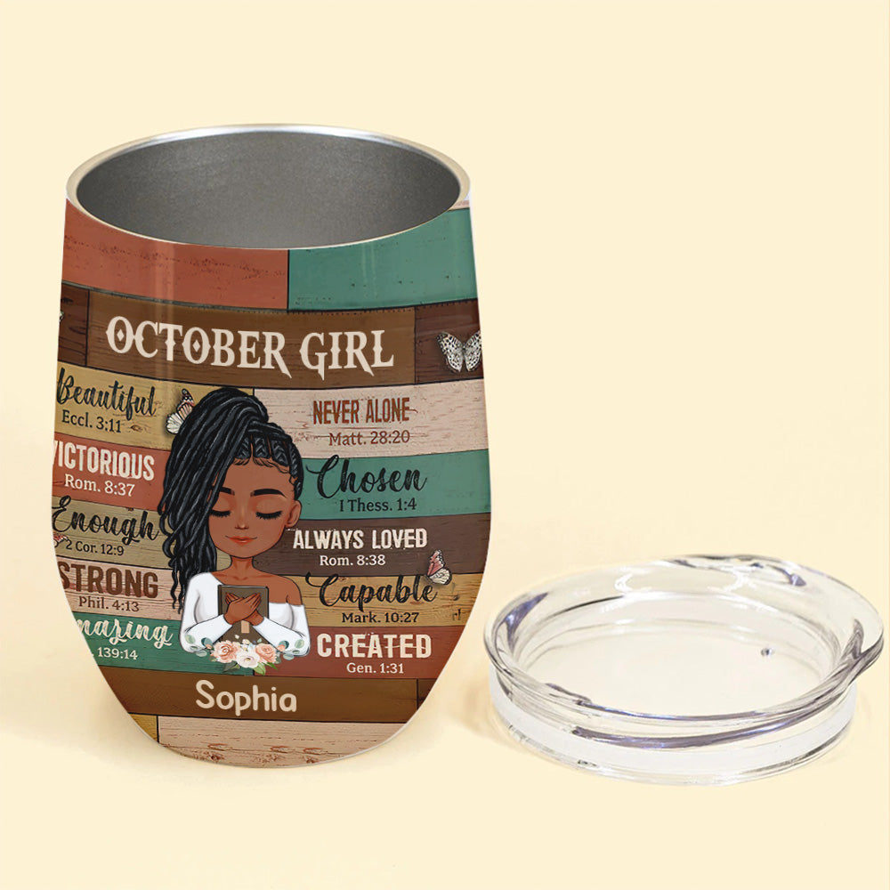 Personalized Wine Tumbler - Birthday Gift For October Queen, October Birthday Gifts, October Birthday Gift Idea For Her