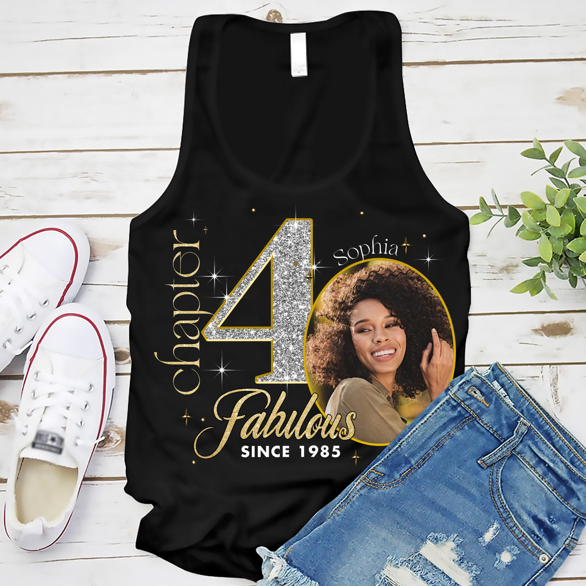 Custom Face Photo 40&#39;s Birthday Shirt, Fabulous Since 1985 40th Birthday Unique T Shirt For Woman, Custom Birthday Shirt, Her Gifts For 40 Years Old , Turning 40 Birthday Cotton Shirt-YPT-ALK