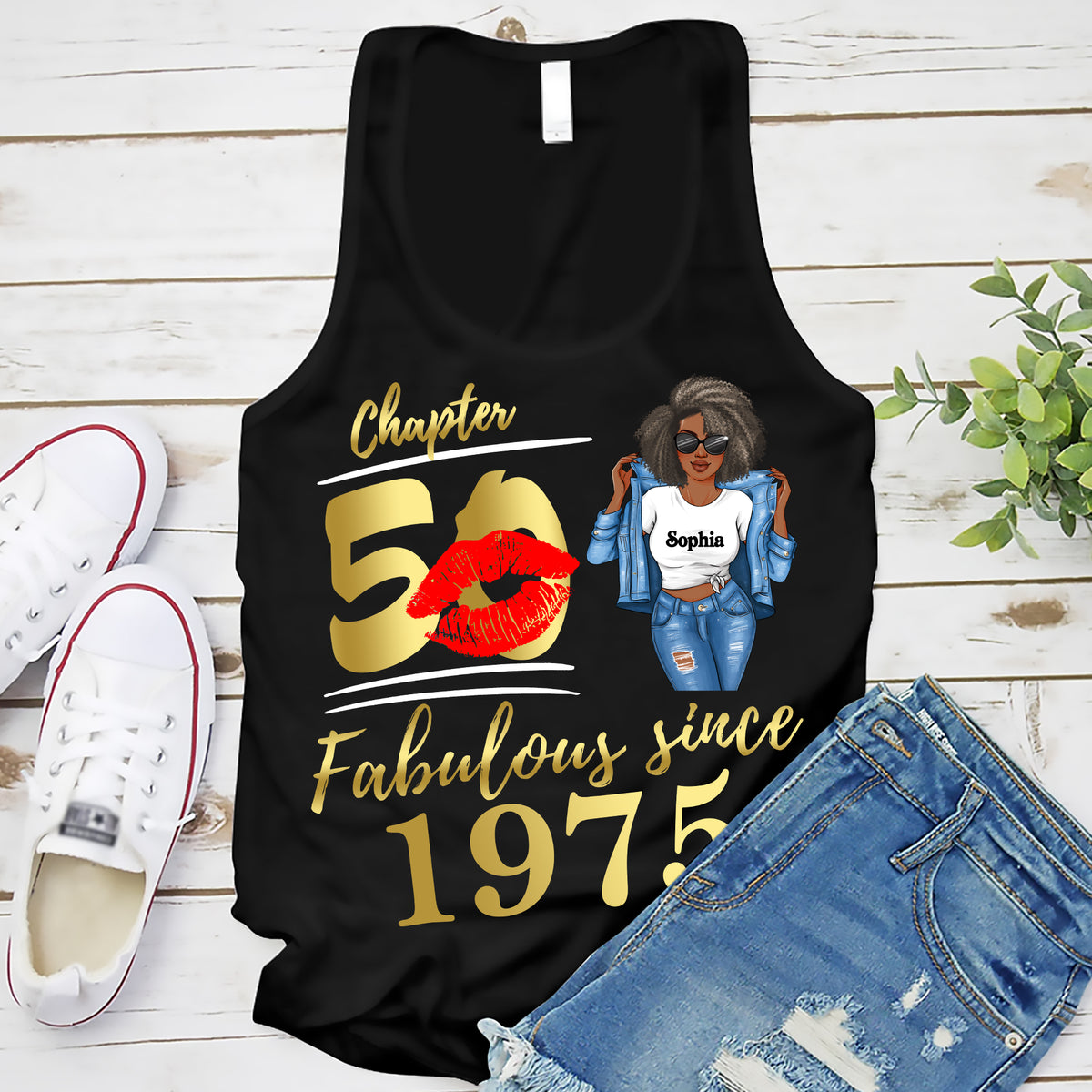 Personalized Chapter 50, Fabulous Since 1975 50th Birthday Unique T Shirt For Woman, Custom Birthday Shirt, Her Gifts For 50 Years Old , Turning 50 Birthday Cotton Shirt-YPT-ALK