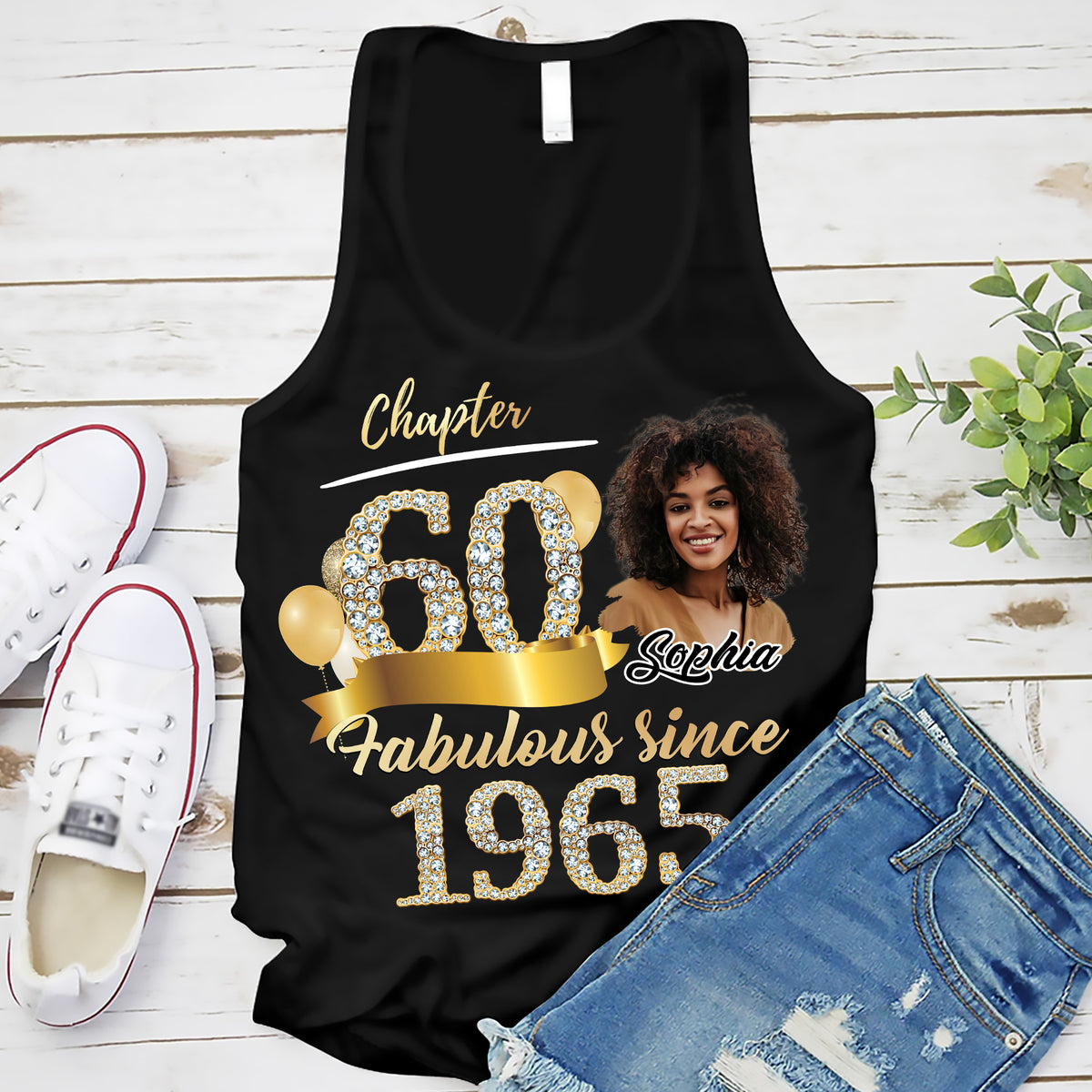 Custom Face Photo 60&#39;s Birthday Shirt, Fabulous Since 1965 60th Birthday Unique T Shirt For Woman, Custom Birthday Shirt, Her Gifts For 60 Years Old , Turning 60 Birthday Cotton Shirt-YPT-ALK