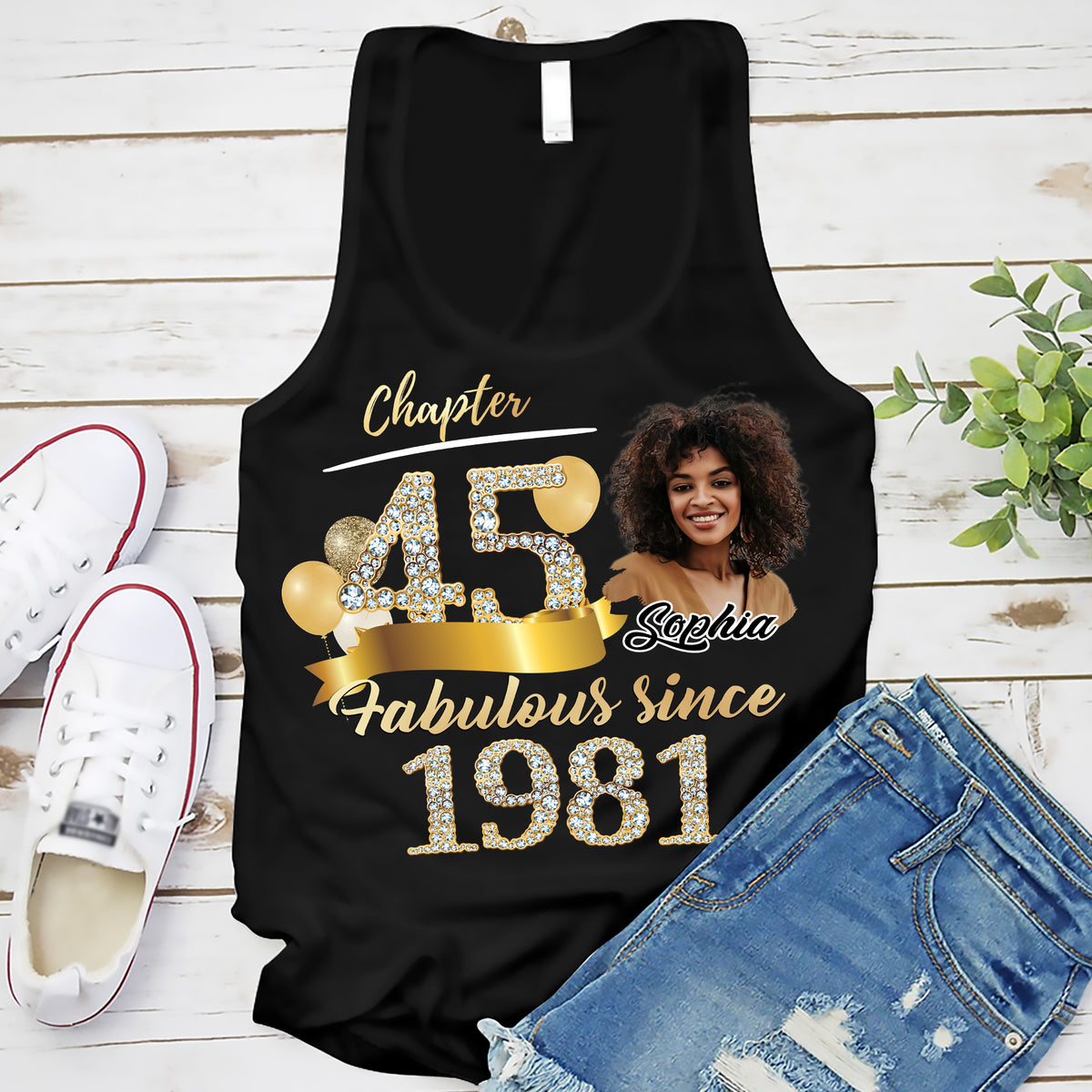 Custom Face Photo 45's Birthday Shirt, Fabulous Since 1981 45th Birthday Unique T Shirt For Woman, Custom Birthday Shirt, Her Gifts For 45 Years Old , Turning 45 Birthday Cotton Shirt-YPT-ALK