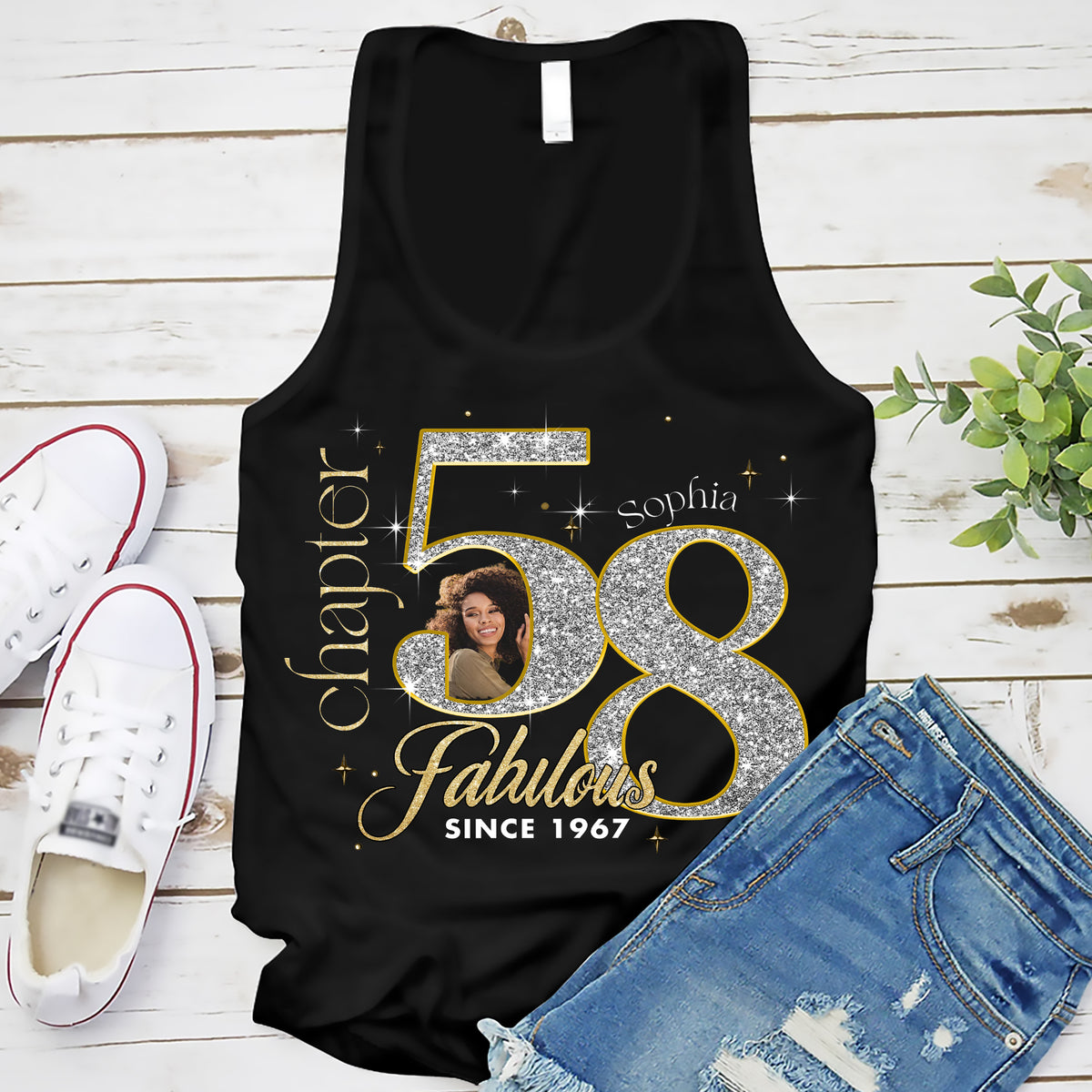 Custom Face Photo 58&#39;s Birthday Shirt, Fabulous Since 1967 58th Birthday Unique T Shirt For Woman, Custom Birthday Shirt, Her Gifts For 58 Years Old , Turning 58 Birthday Cotton Shirt-YPT-ALK