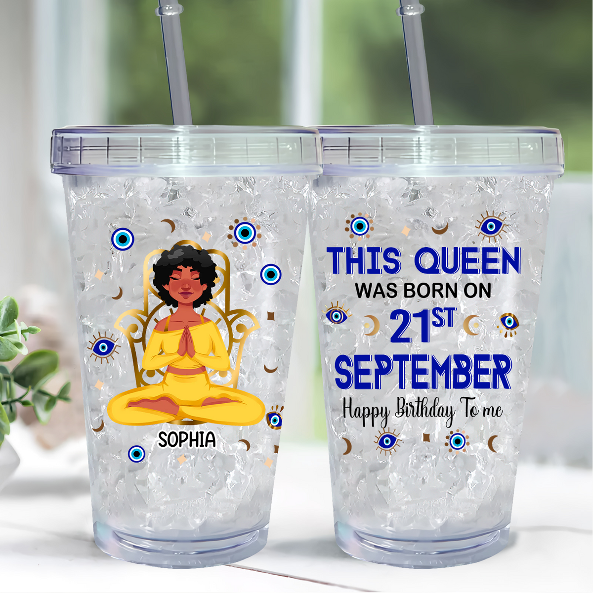 Personalized Custom Acrylic Tumbler - Custom Birthday Gifts For September Girls, Yoga Lovers