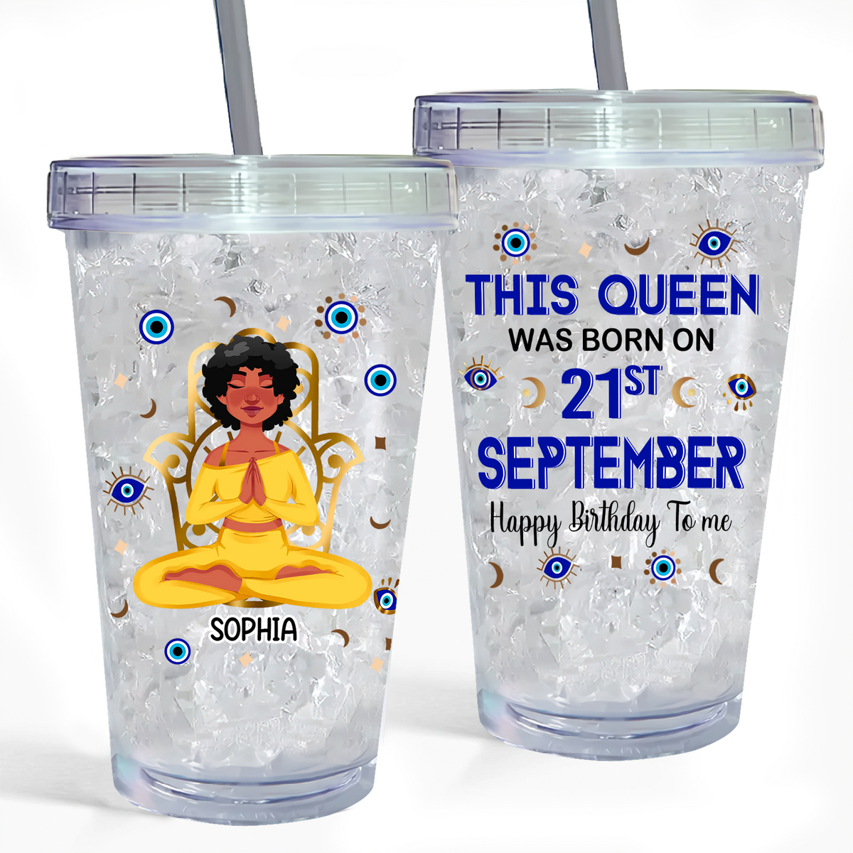 Personalized Custom Acrylic Tumbler - Custom Birthday Gifts For September Girls, Yoga Lovers
