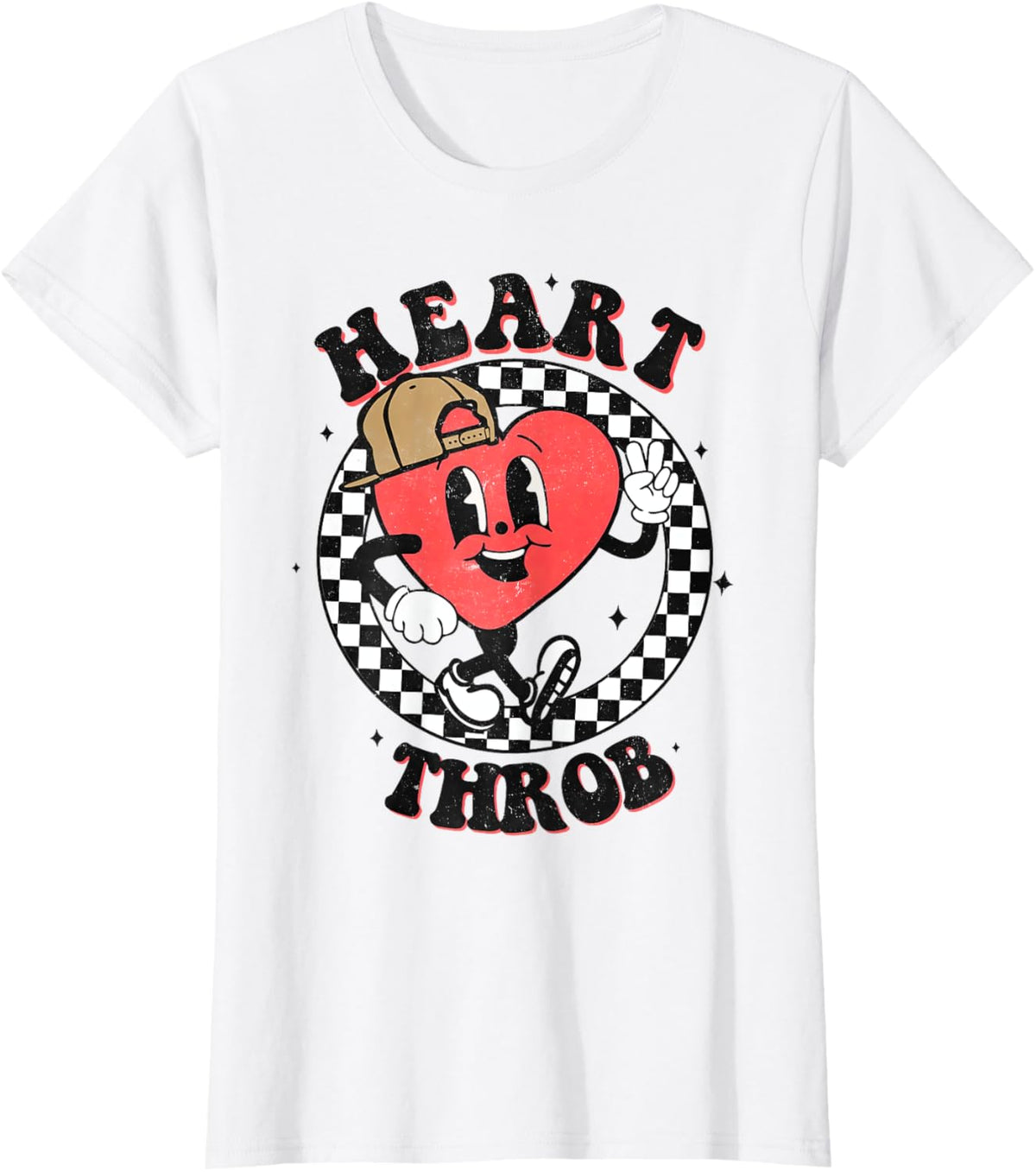 Retro Heart Throb Checkered Kid Preschool Boy Valentines Day