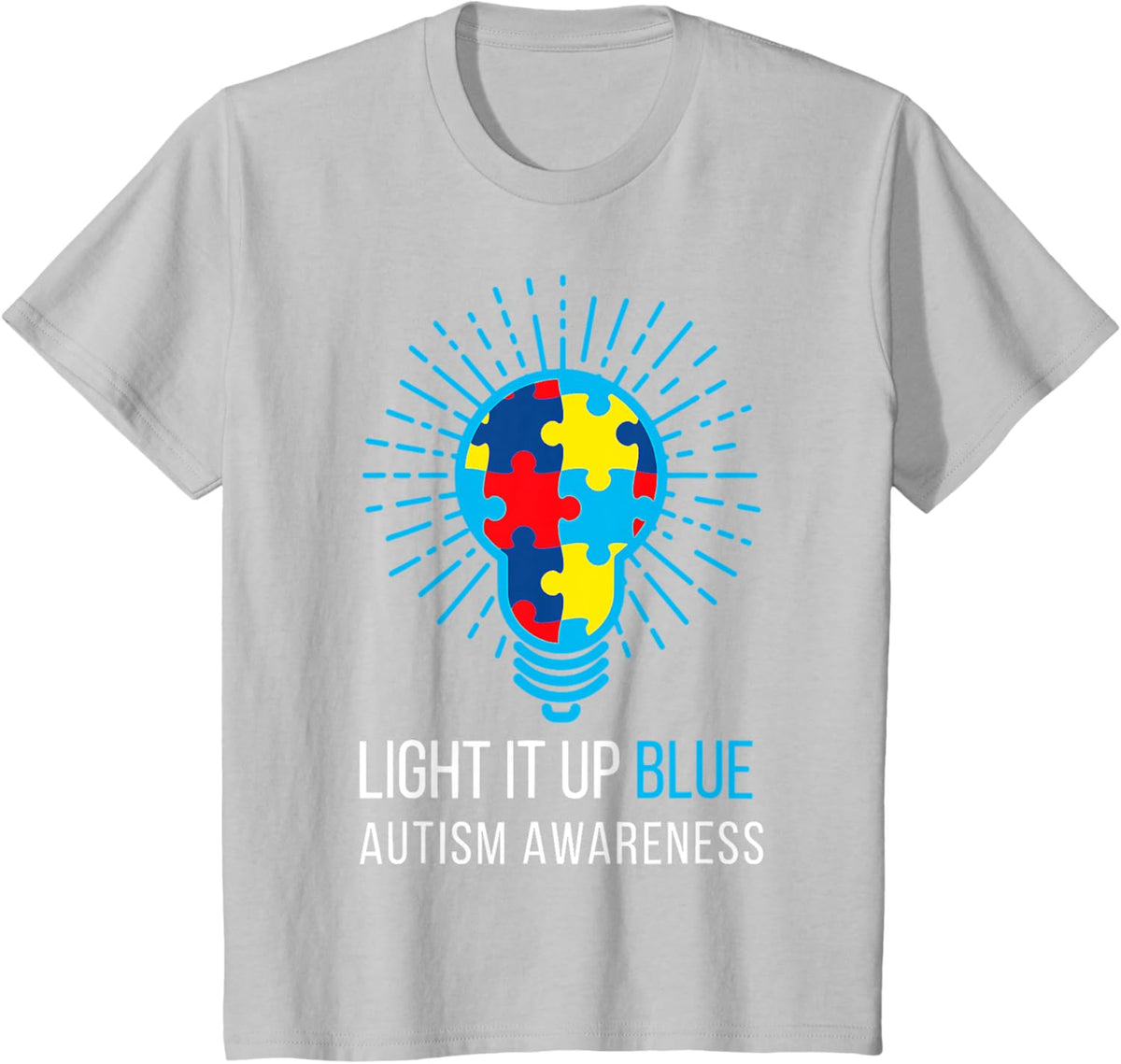 Light It Up Blue Autism Awareness Ribbon Puzzle Pieces