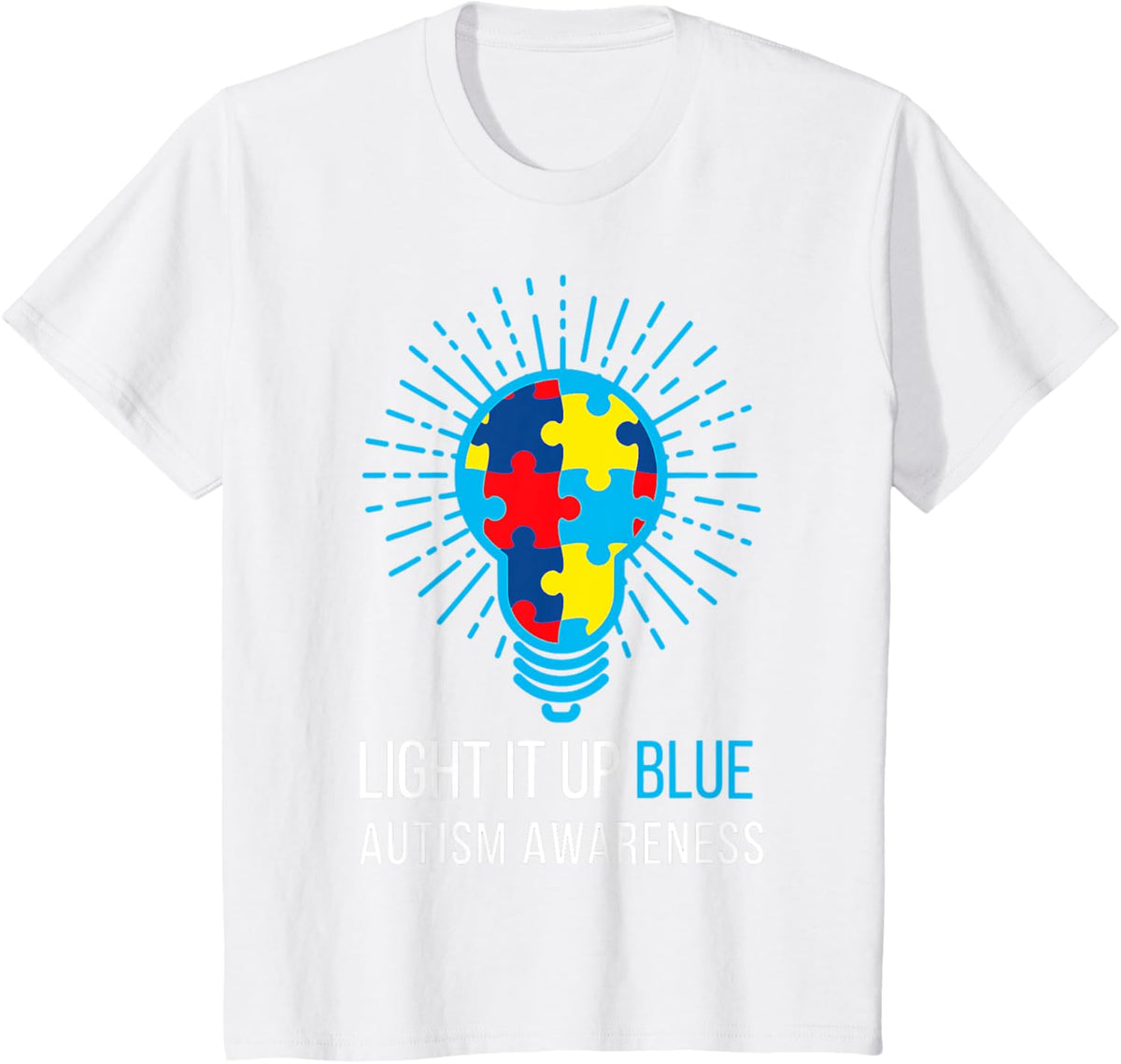 Light It Up Blue Autism Awareness Ribbon Puzzle Pieces