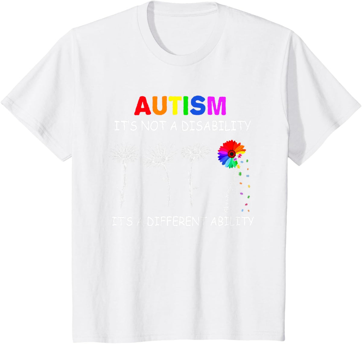 Not a disability its a different ability - Autism Awareness T-Shirt, Black