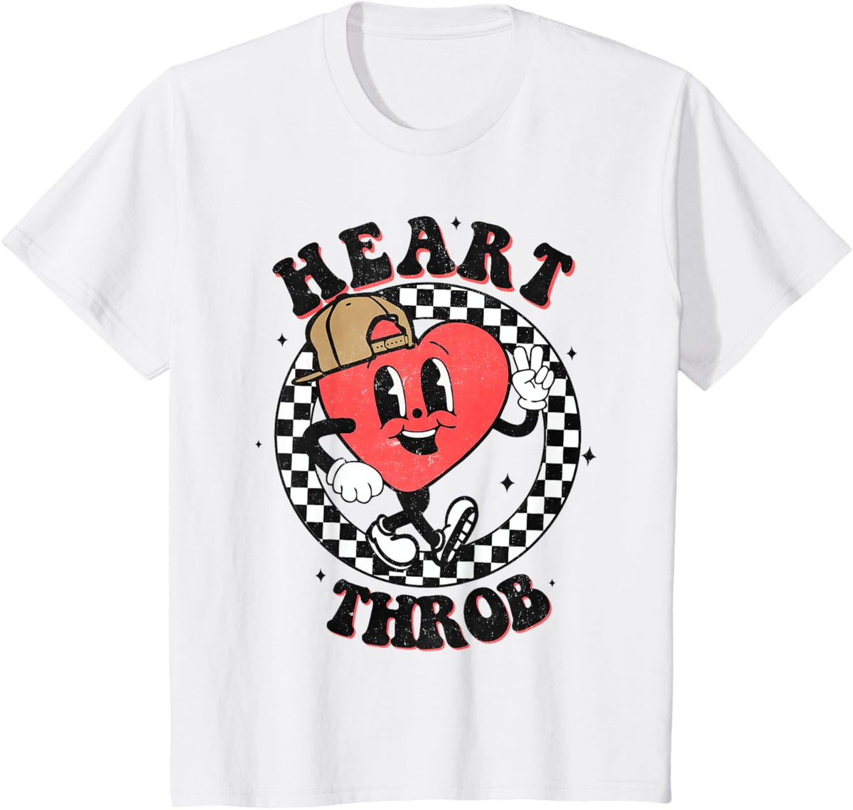 Retro Heart Throb Checkered Kid Preschool Boy Valentines Day