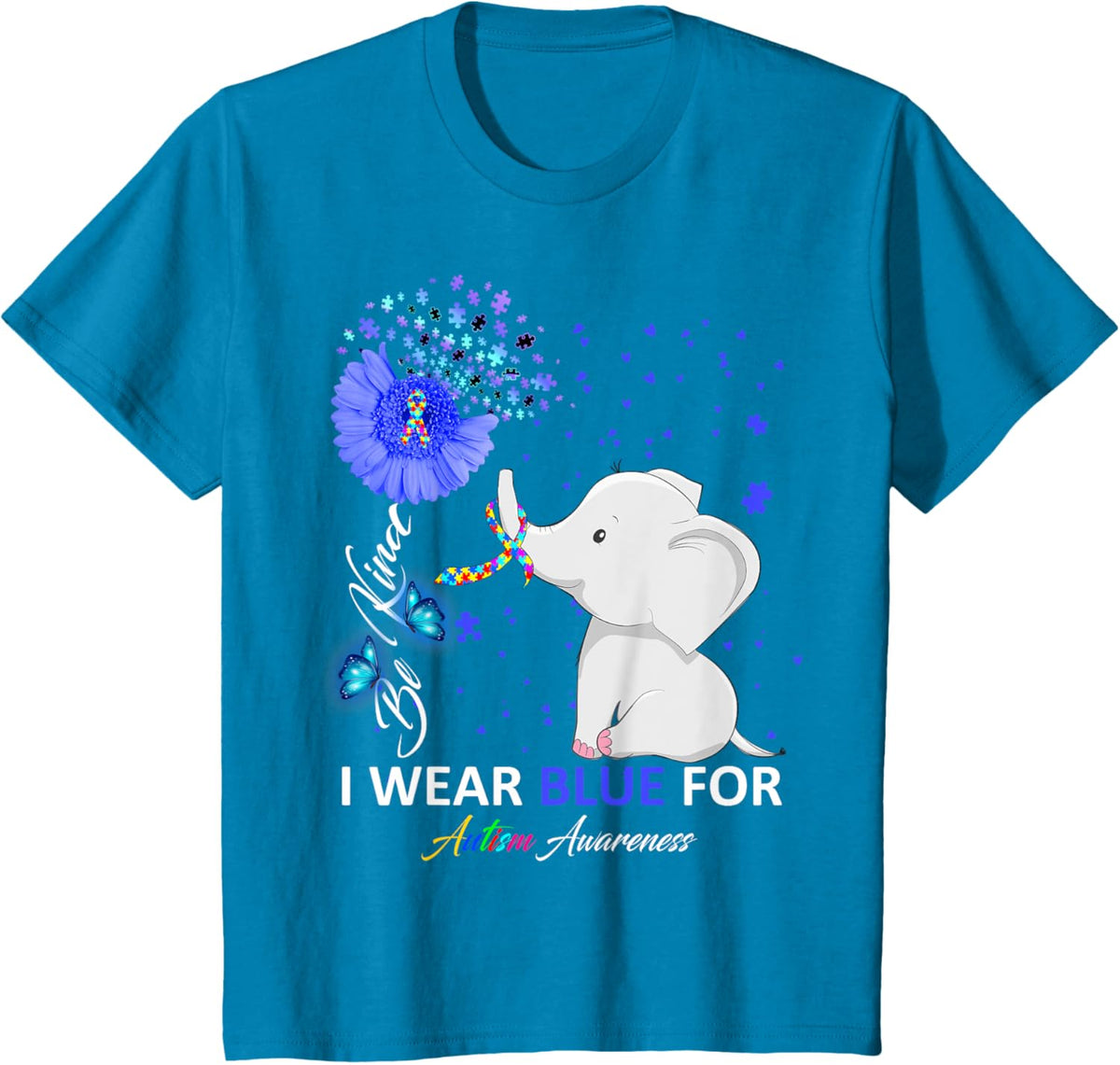 I Wear Blue Autism Awareness - Elephant Autism Awareness