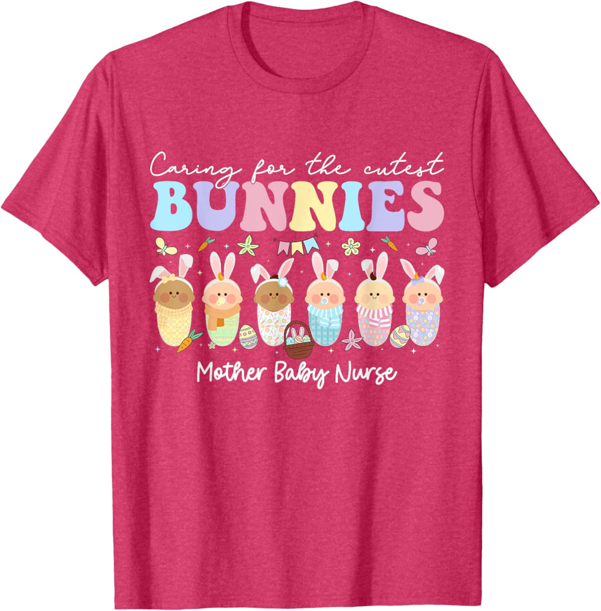 Mother Baby Nurse Easter Day Caring For The Cutest Bunnies T-Shirt, Small, Black