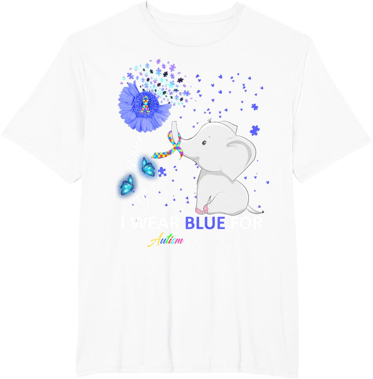 I Wear Blue Autism Awareness - Elephant Autism Awareness