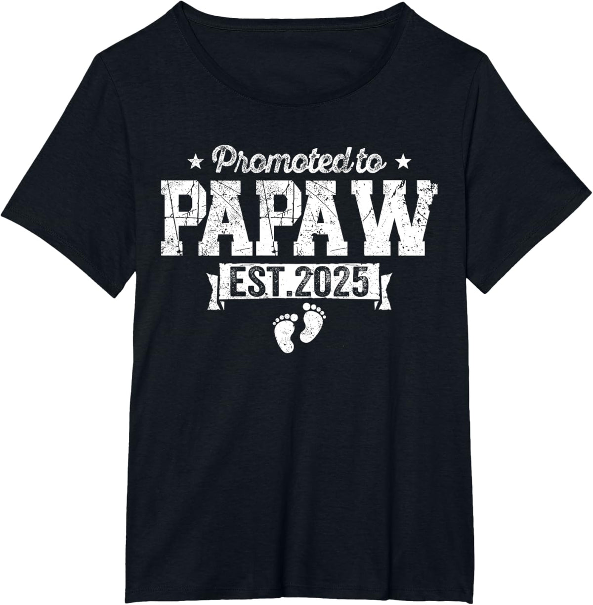 Retro Promoted To Papaw 2025 New Papaw First Father&#39;s Day T-Shirt, Small, Black
