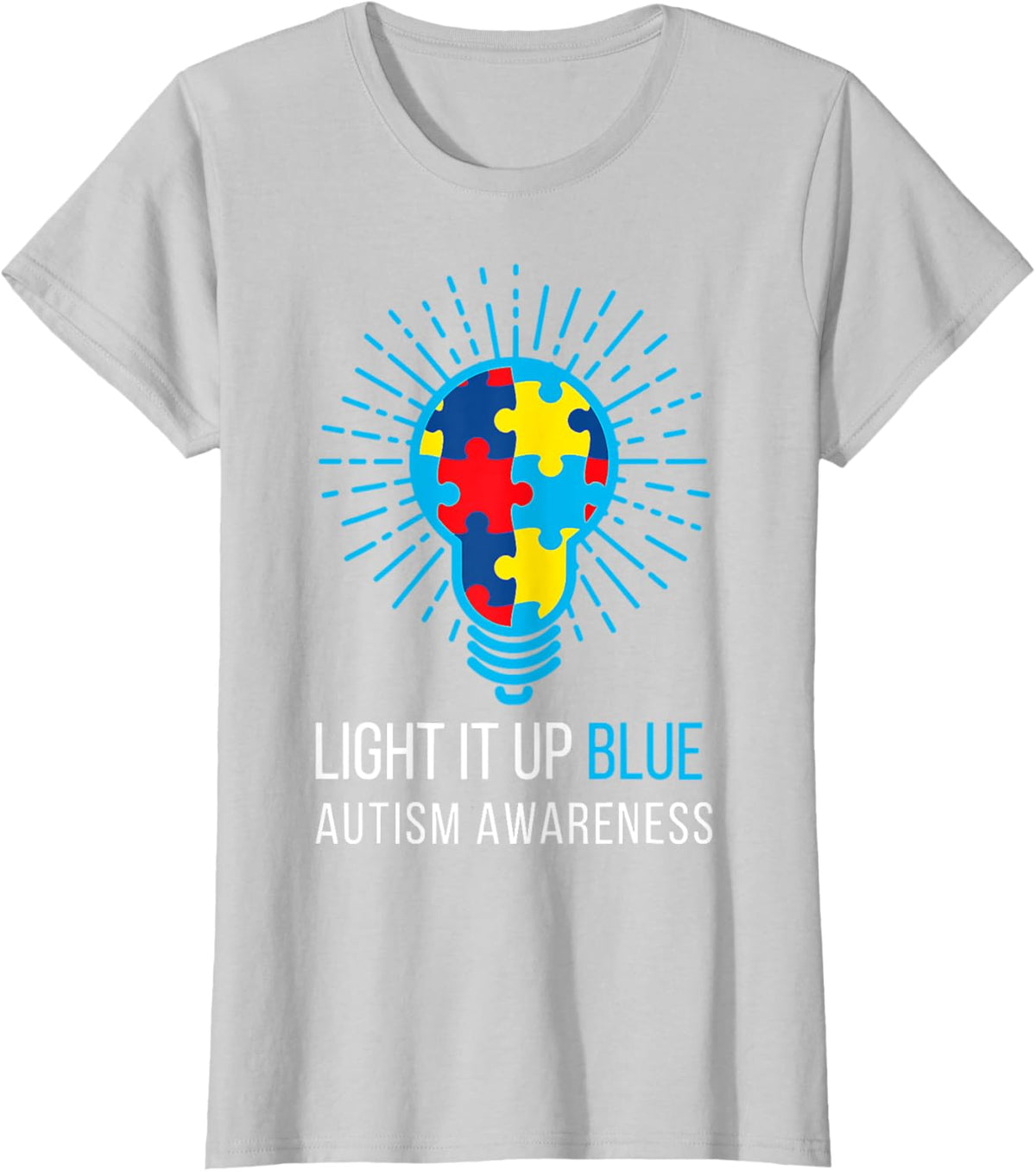 Light It Up Blue Autism Awareness Ribbon Puzzle Pieces