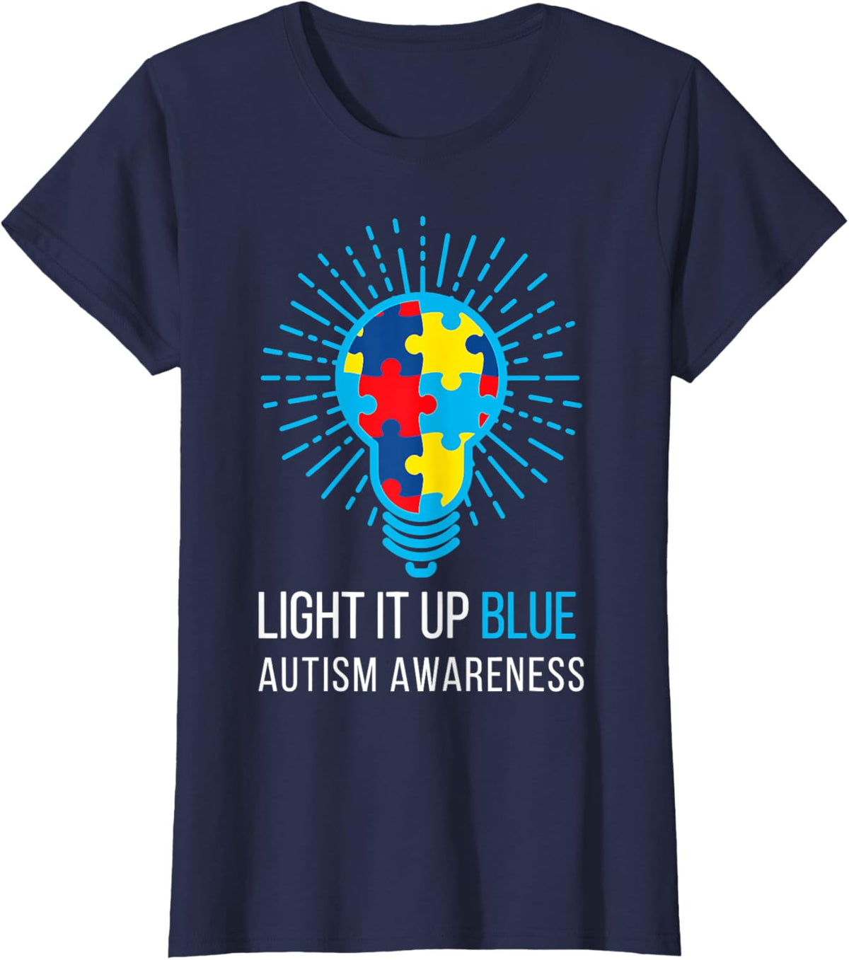 Light It Up Blue Autism Awareness Ribbon Puzzle Pieces