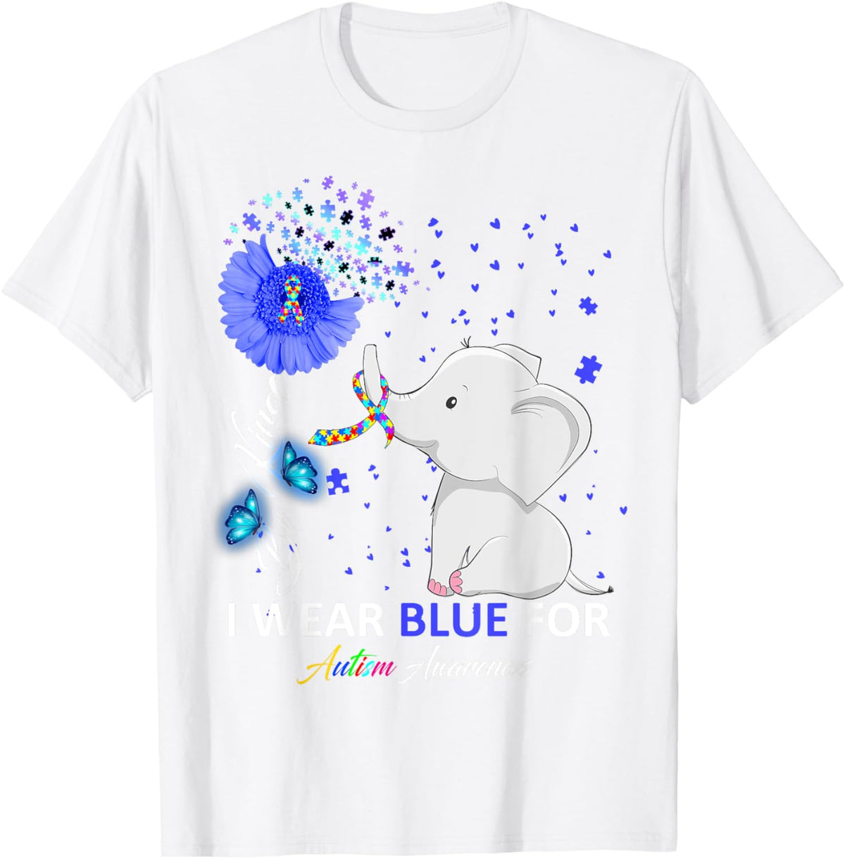 I Wear Blue Autism Awareness - Elephant Autism Awareness
