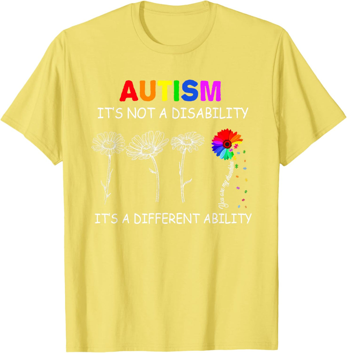 Not a disability its a different ability - Autism Awareness T-Shirt, Black