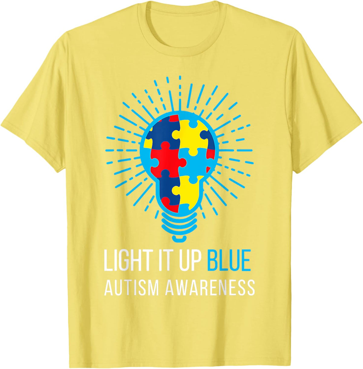 Light It Up Blue Autism Awareness Ribbon Puzzle Pieces