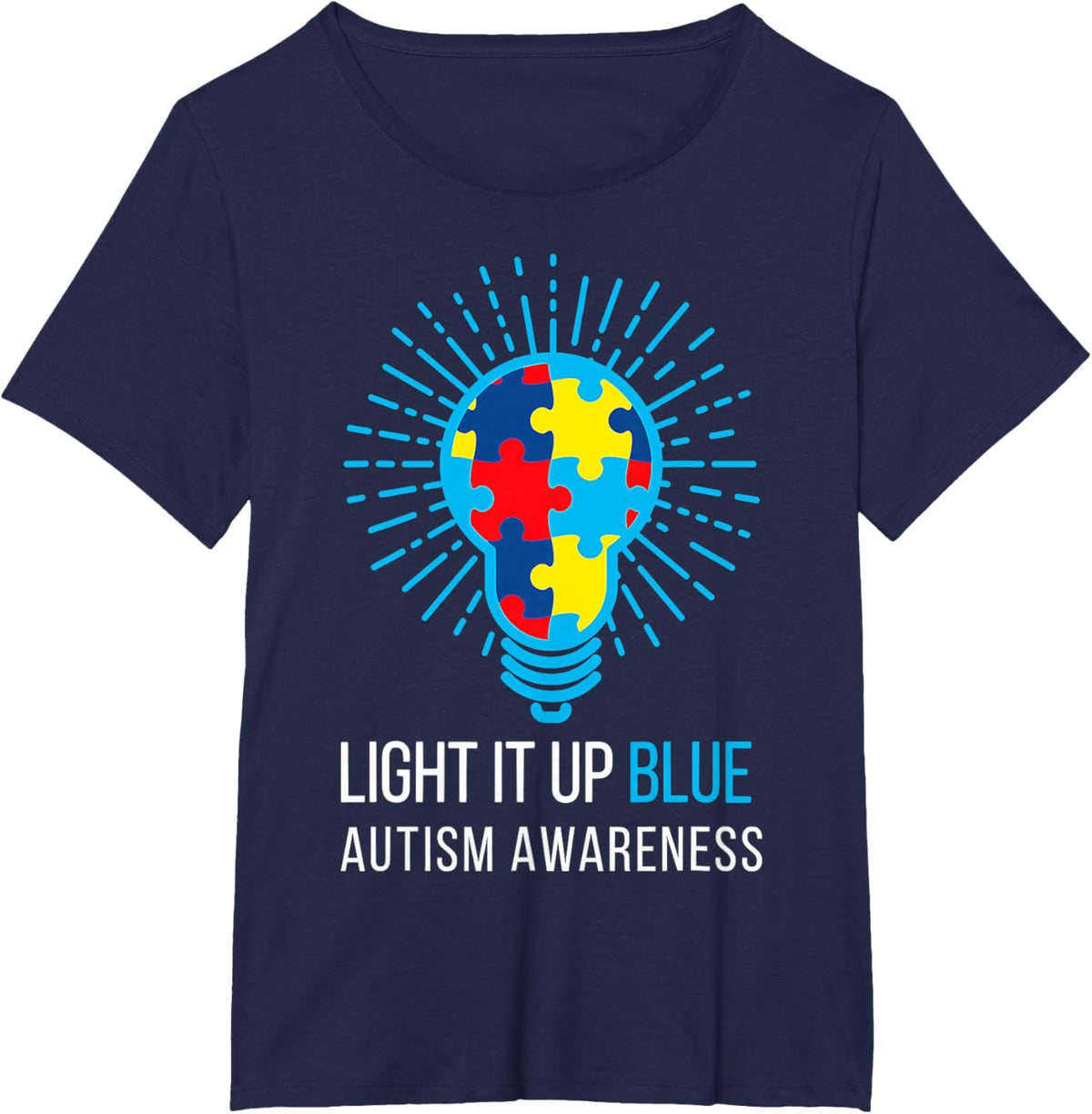 Light It Up Blue Autism Awareness Ribbon Puzzle Pieces