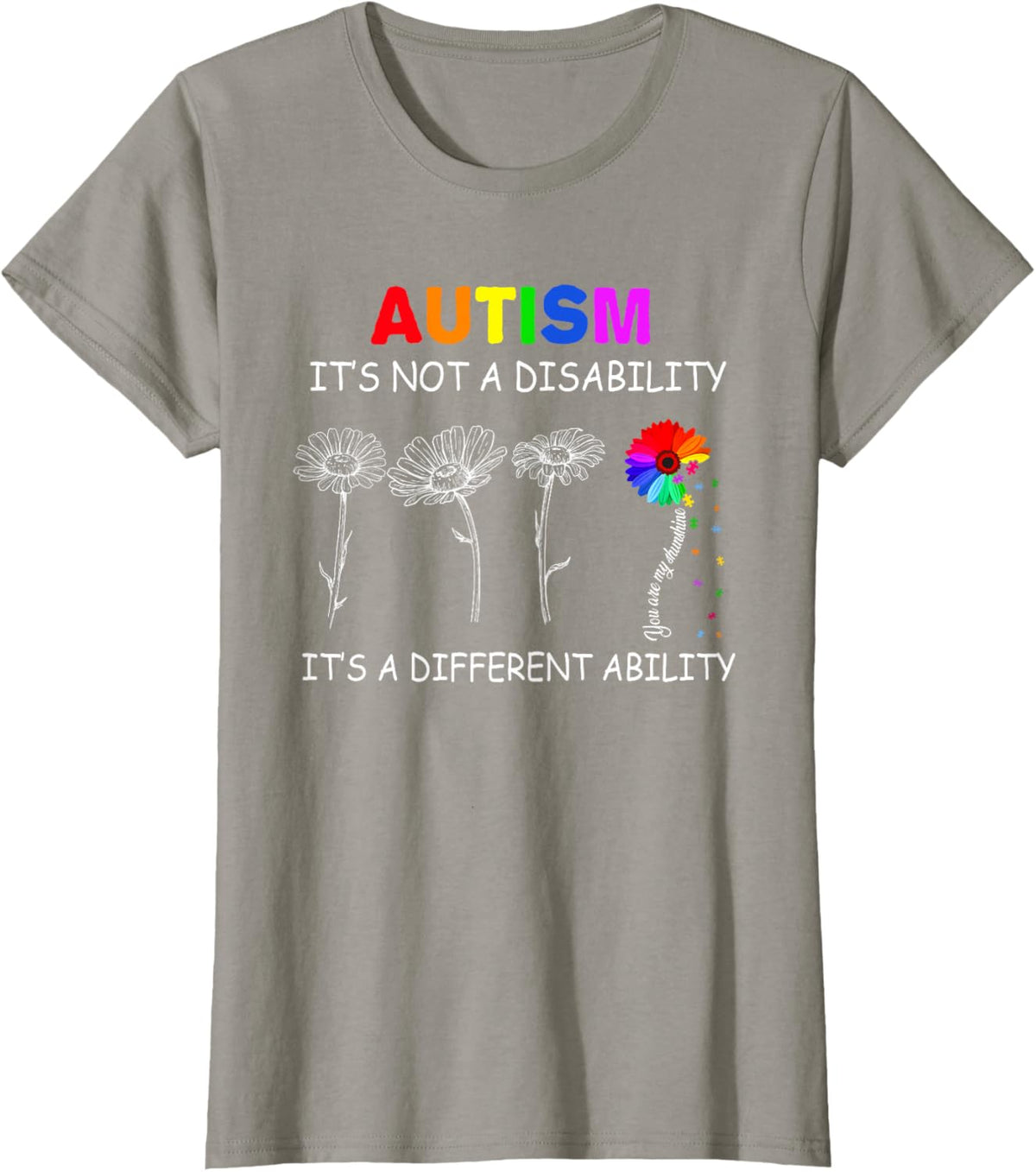 Not a disability its a different ability - Autism Awareness T-Shirt, Black