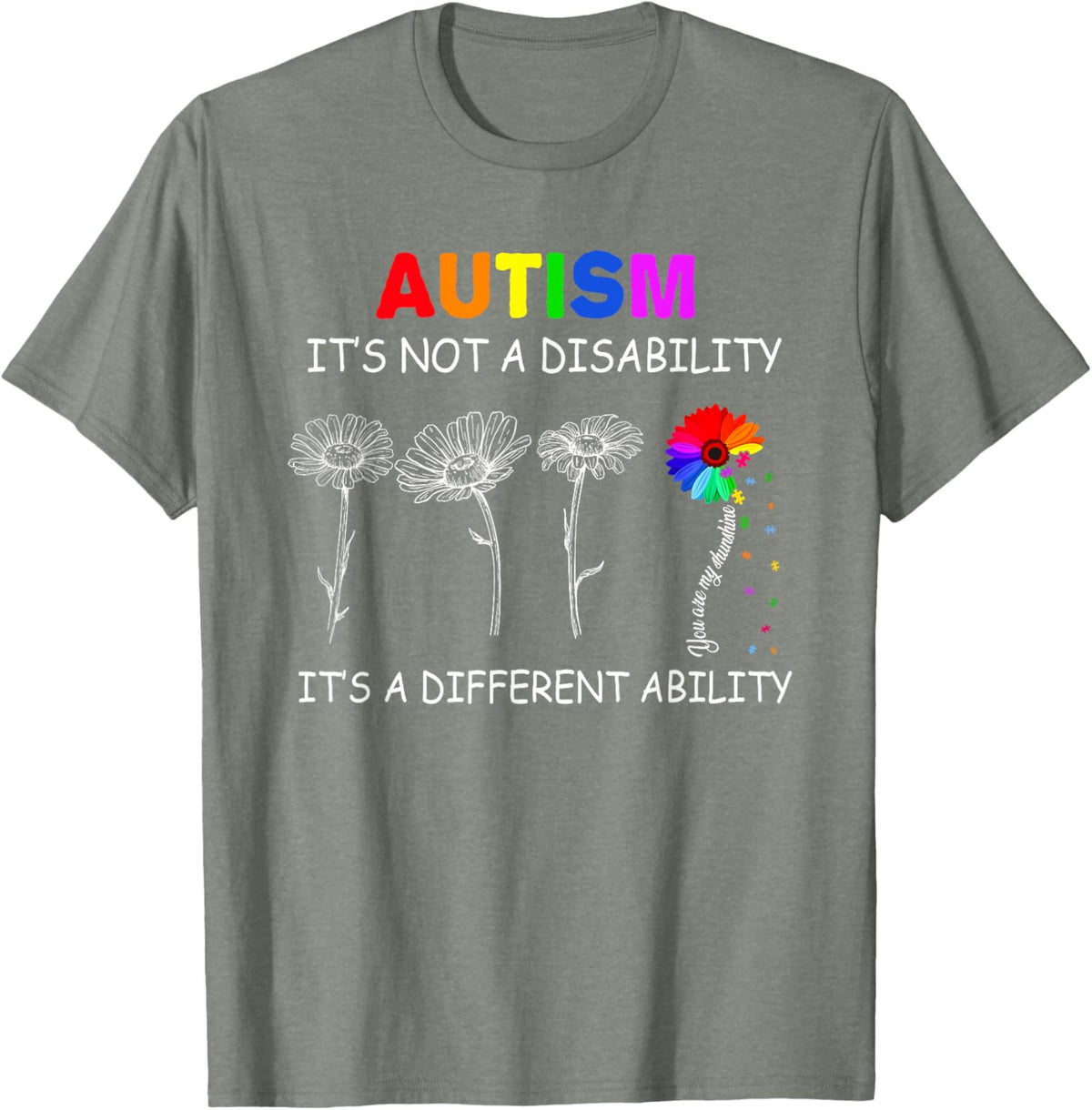 Not a disability its a different ability - Autism Awareness T-Shirt, Black