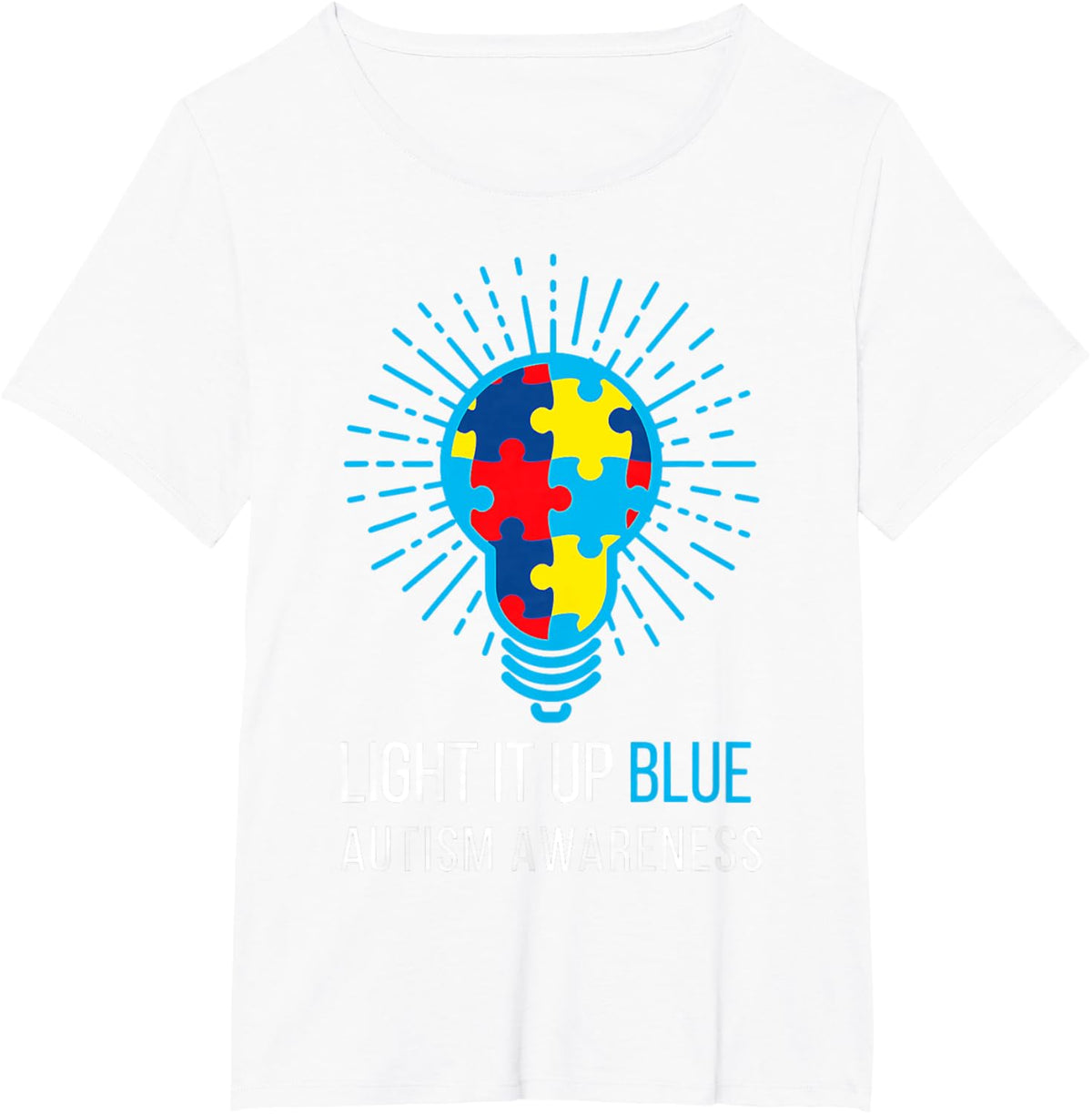 Light It Up Blue Autism Awareness Ribbon Puzzle Pieces
