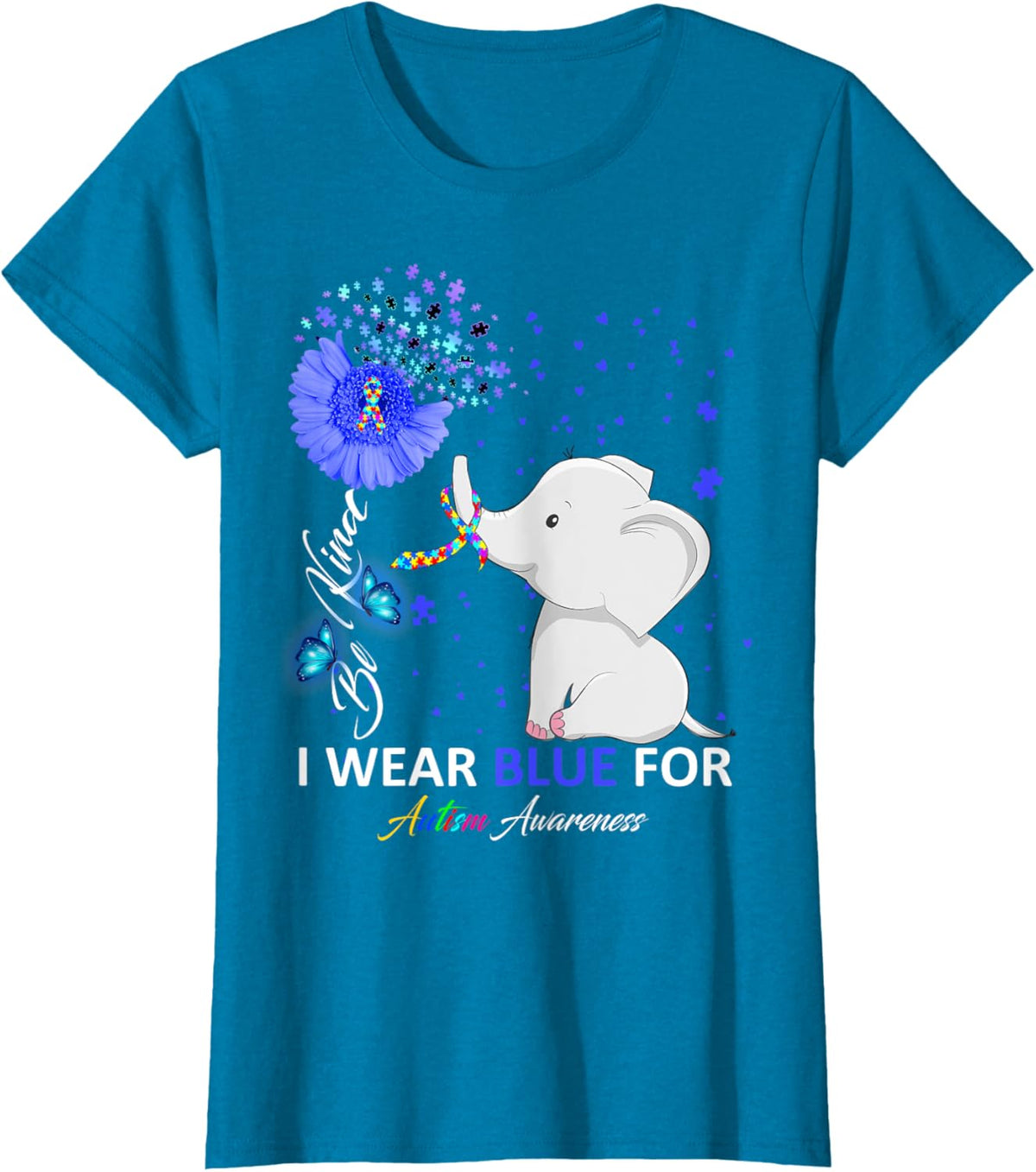 I Wear Blue Autism Awareness - Elephant Autism Awareness