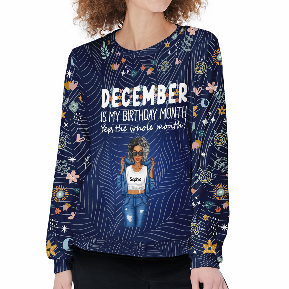 Custom Birthday Sweater, Queens Born In December, December Birthday Gifts For Afro Woman, December Birthday Gifts