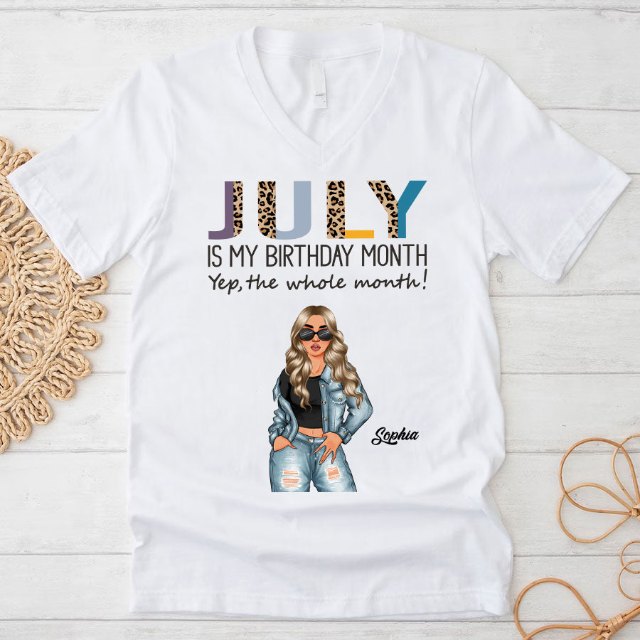 Custom July Birthday Shirt For Woman, Queens Are Born In July Gifts, Melanin Afro Woman Shirt, Black Girl Tee, Afro Queen Gift-YPT-TLQ