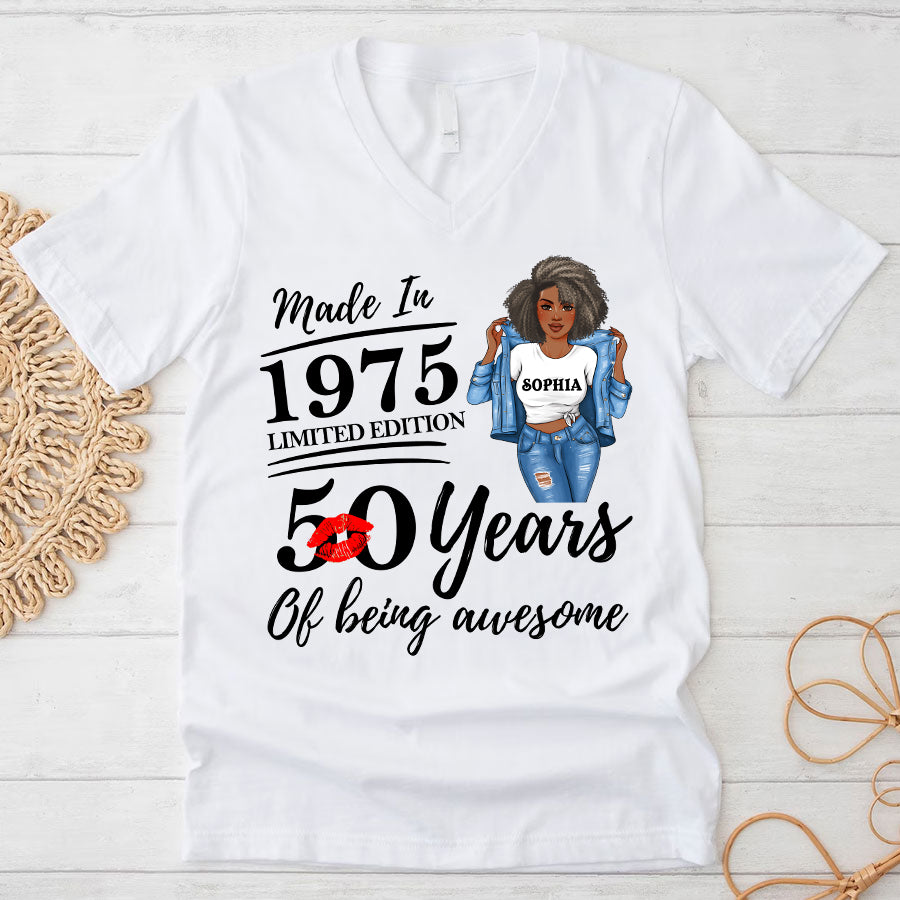 50th Birthday Shirts, Custom Birthday Shirts, Turning 50 Shirt, Gifts For Women Turning 50, 50 And Fabulous Shirt, 1975 Shirt, 50th Birthday Shirts For Her-YPT-TLQ