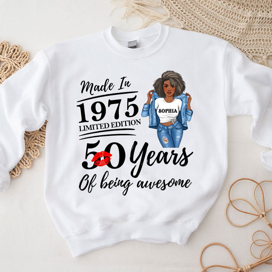 50th Birthday Shirts, Custom Birthday Shirts, Turning 50 Shirt, Gifts For Women Turning 50, 50 And Fabulous Shirt, 1975 Shirt, 50th Birthday Shirts For Her-YPT-TLQ