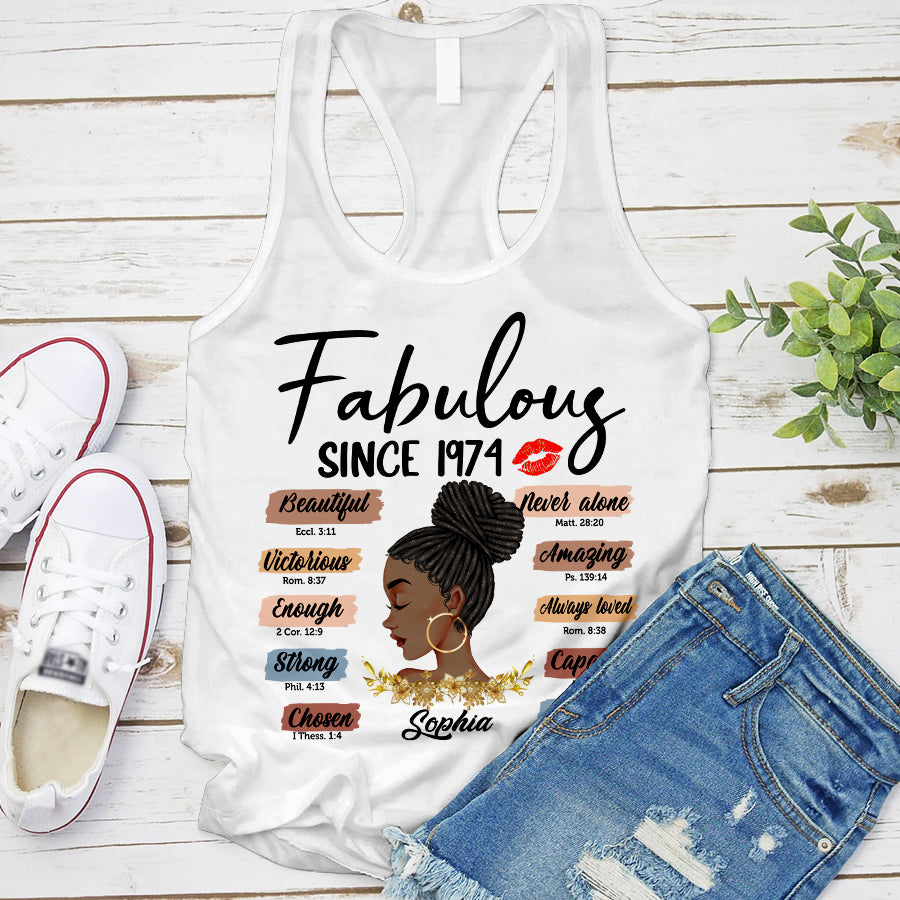 Chapter 50, Fabulous Since 1974 50th Birthday Unique T Shirt For Woman, Custom Birthday Shirt, Her Gifts For 50 Years Old , Turning 50 Birthday Cotton Shirt-YPT-TLQ