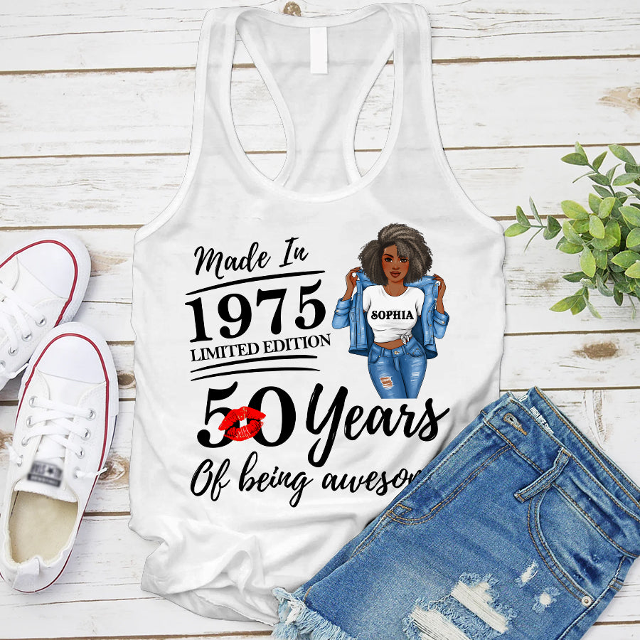 50th Birthday Shirts, Custom Birthday Shirts, Turning 50 Shirt, Gifts For Women Turning 50, 50 And Fabulous Shirt, 1975 Shirt, 50th Birthday Shirts For Her-YPT-TLQ