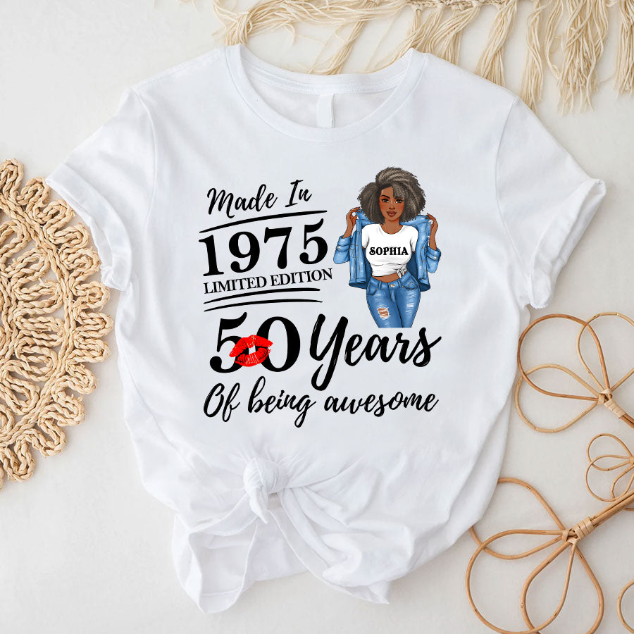 50th Birthday Shirts, Custom Birthday Shirts, Turning 50 Shirt, Gifts For Women Turning 50, 50 And Fabulous Shirt, 1975 Shirt, 50th Birthday Shirts For Her-YPT-TLQ