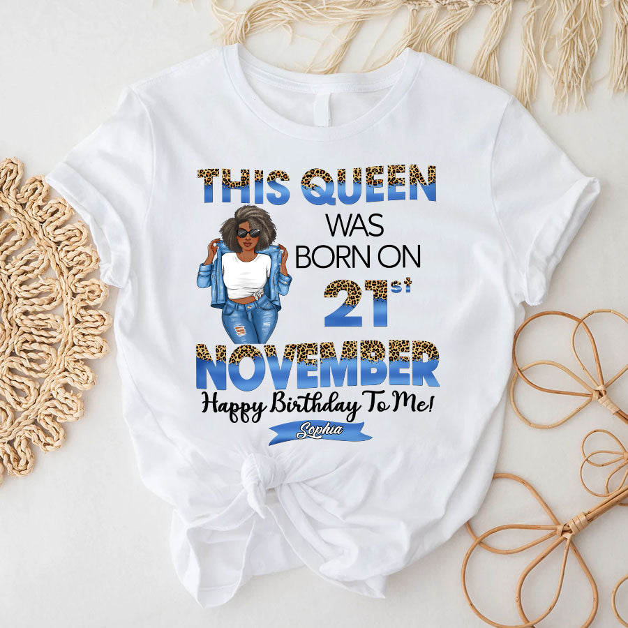 Personalized Custom November Birthday Shirt For Woman, Queens Are Born In November Gifts, Melanin Afro Woman Shirt, Black Girl Tee, Afro Queen Gift-YPT-TLQ